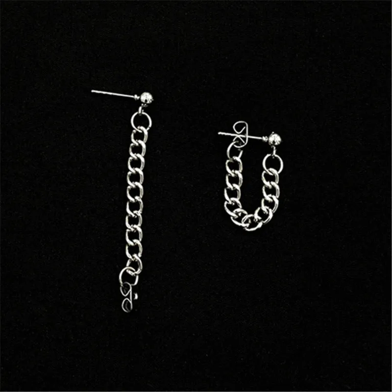 Dark Grey Metal Chain Earrings