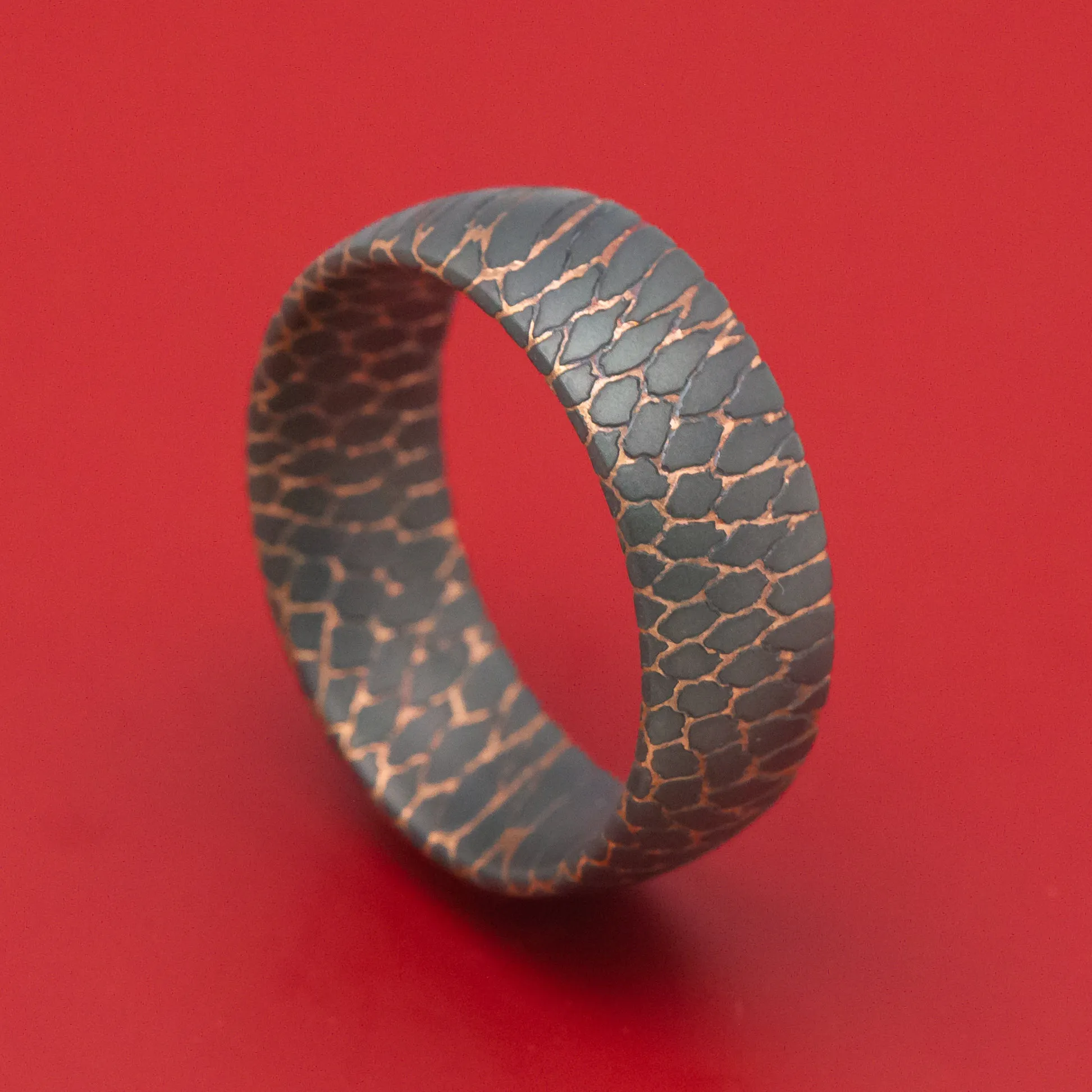 Darkened Superconductor Men's Ring Custom Made Titanium-Niobium And Copper Band