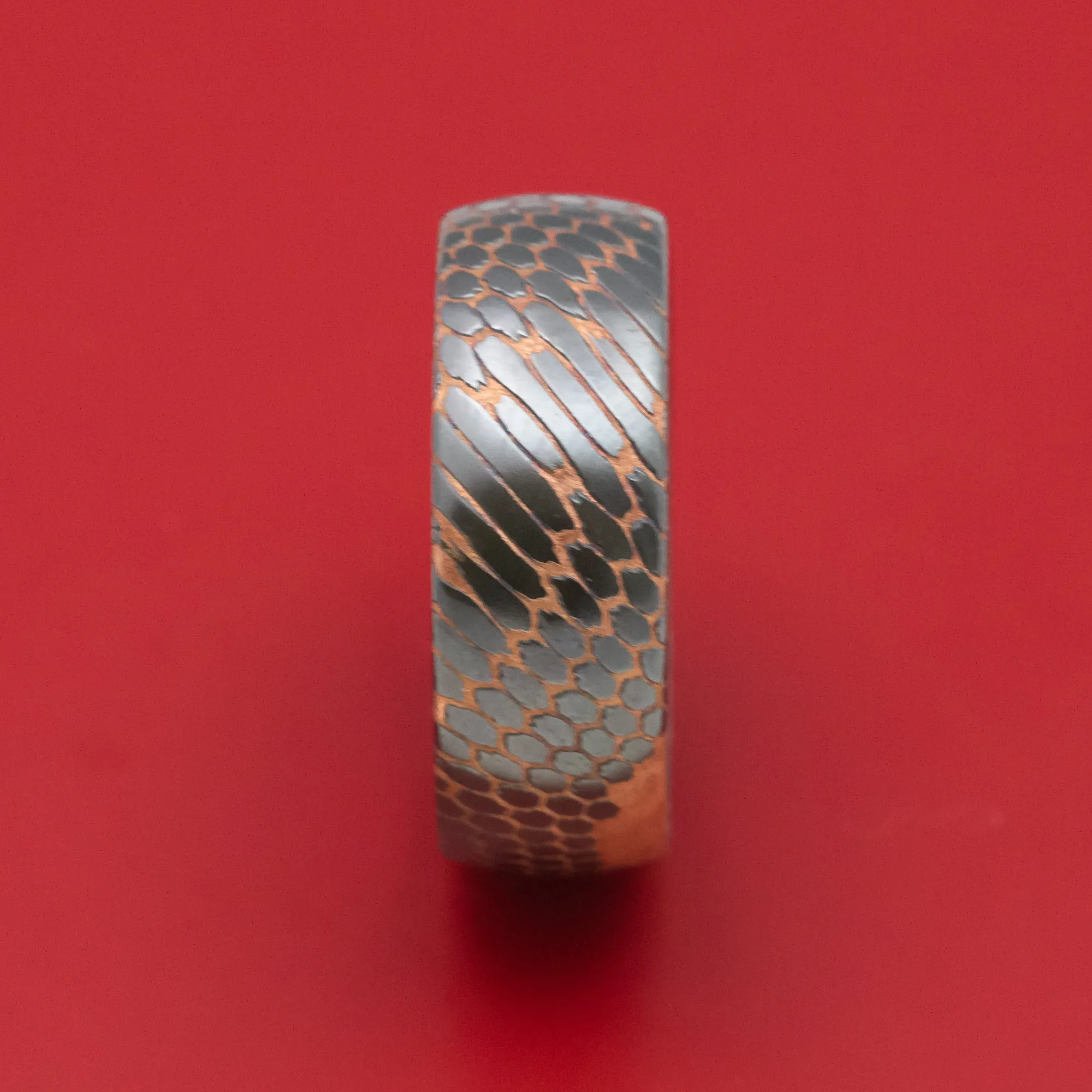 Darkened Superconductor Men's Ring Custom Made Titanium-Niobium And Copper Band