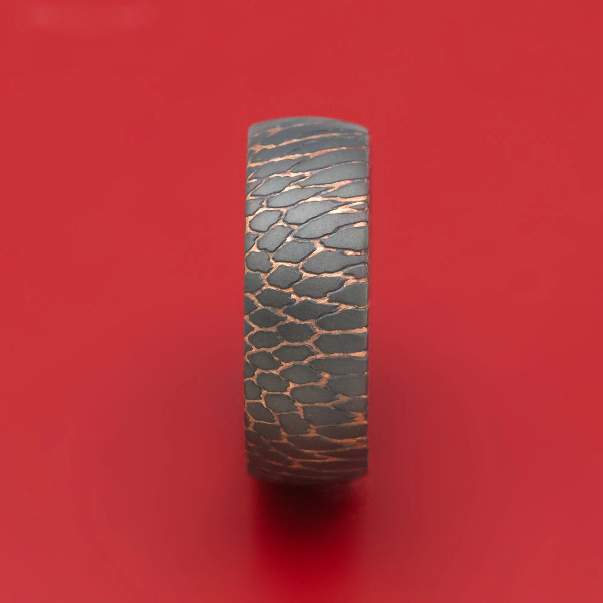 Darkened Superconductor Men's Ring Custom Made Titanium-Niobium And Copper Band