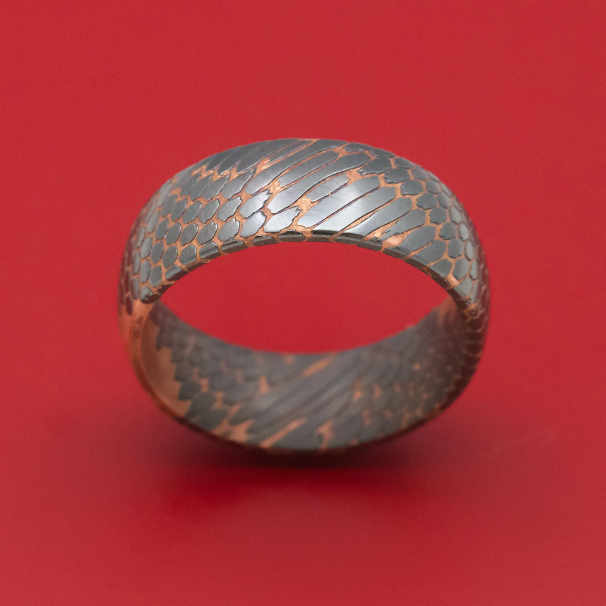 Darkened Superconductor Men's Ring Custom Made Titanium-Niobium And Copper Band