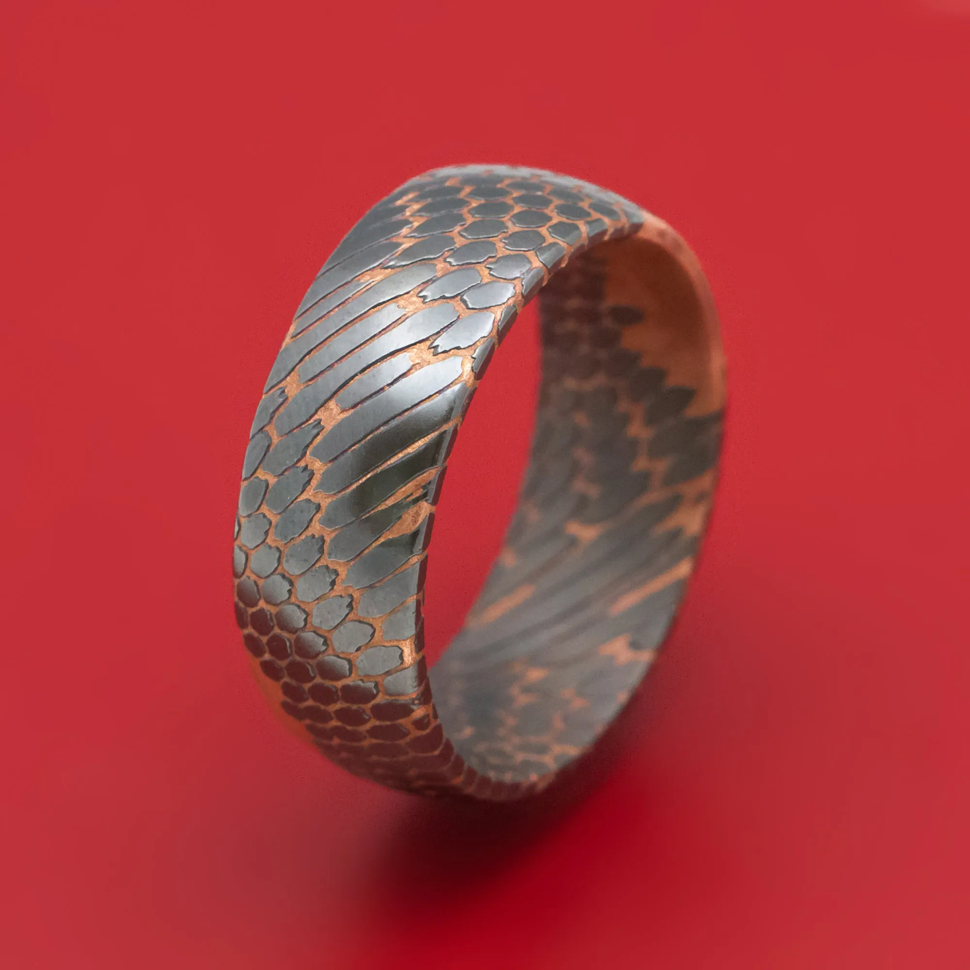 Darkened Superconductor Men's Ring Custom Made Titanium-Niobium And Copper Band