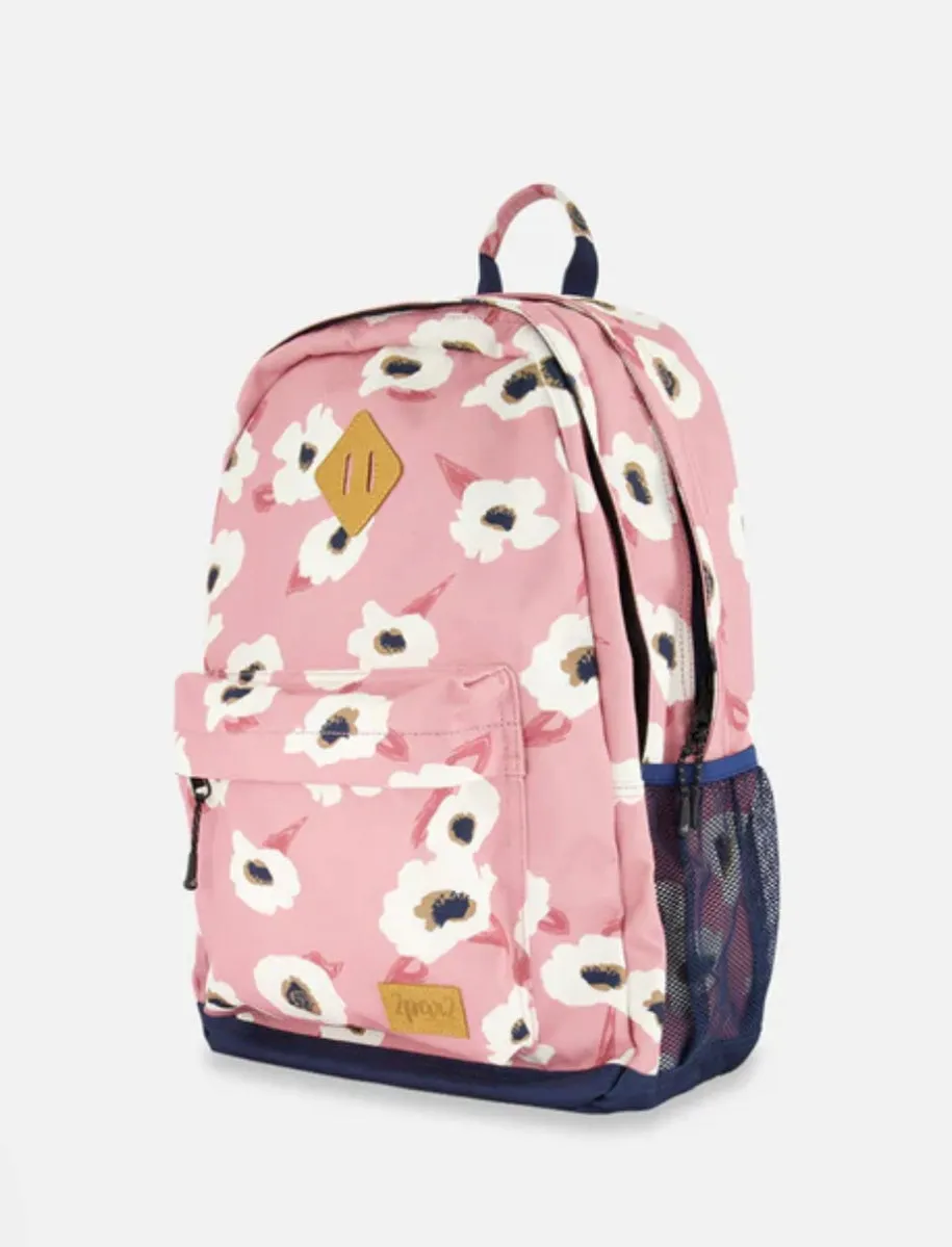 Deux Par Deux Backpack Pink Printed Off White Flowers