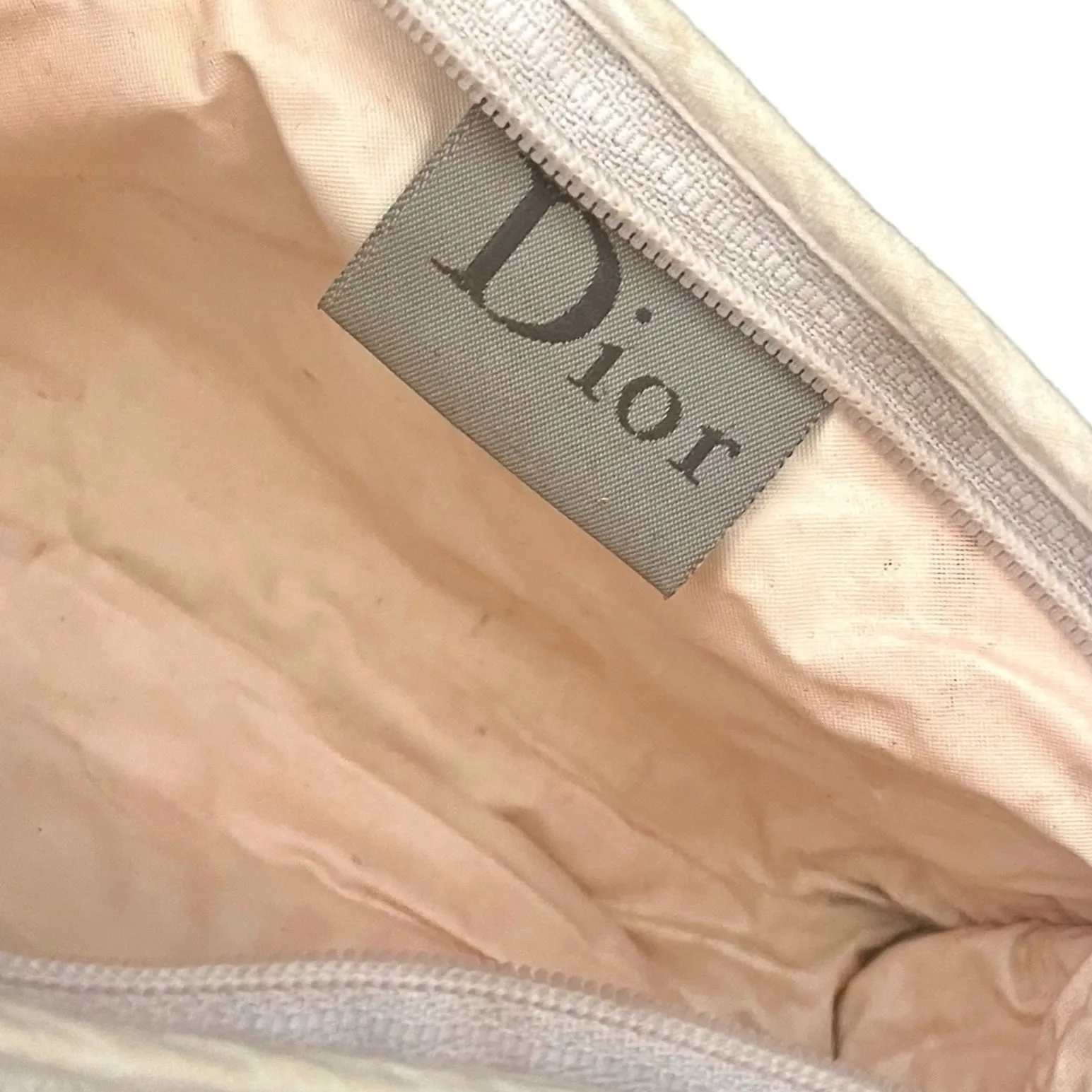 Dior White Terry Cloth Pouch