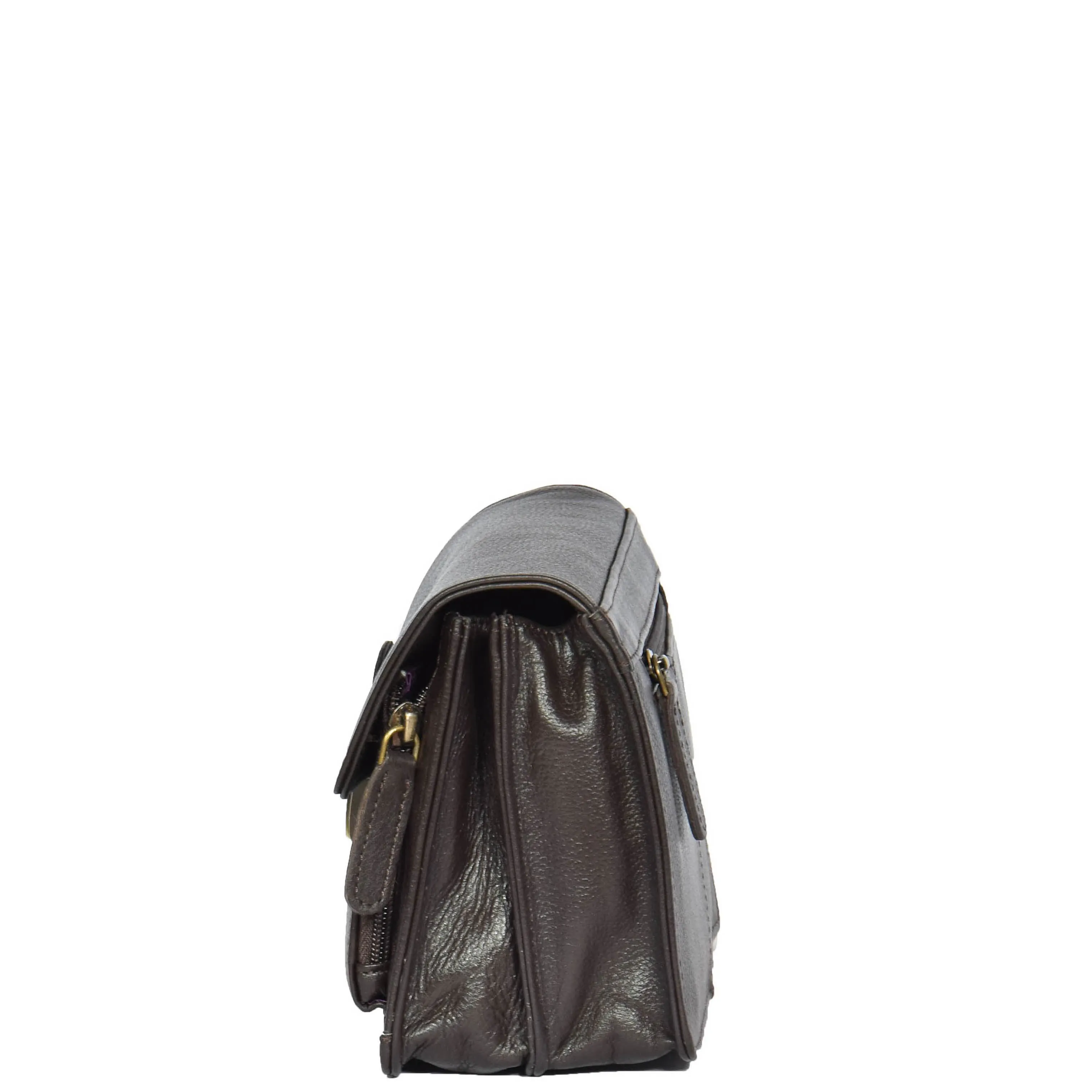 DR314 Lockable Leather Wrist Bag Brown