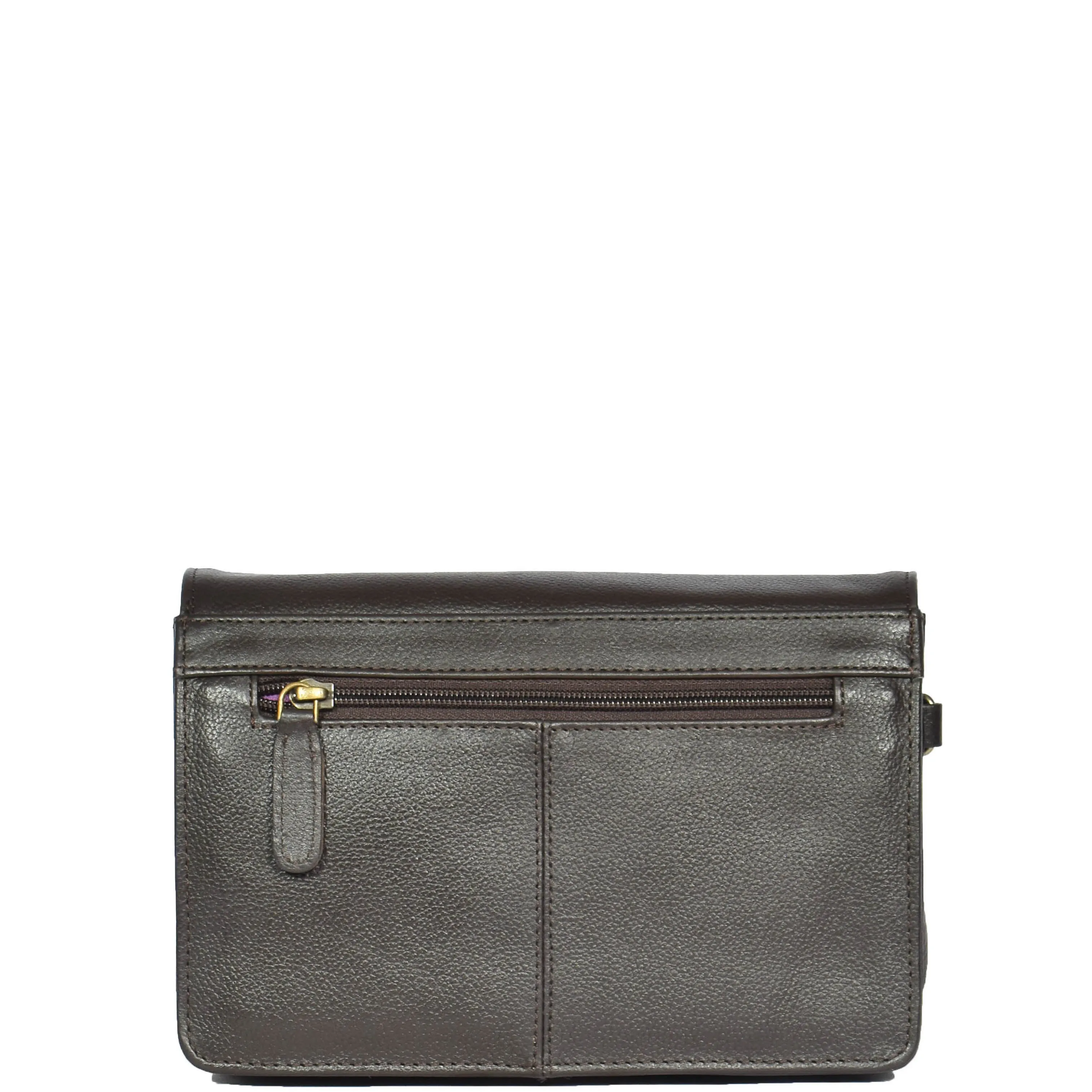 DR314 Lockable Leather Wrist Bag Brown