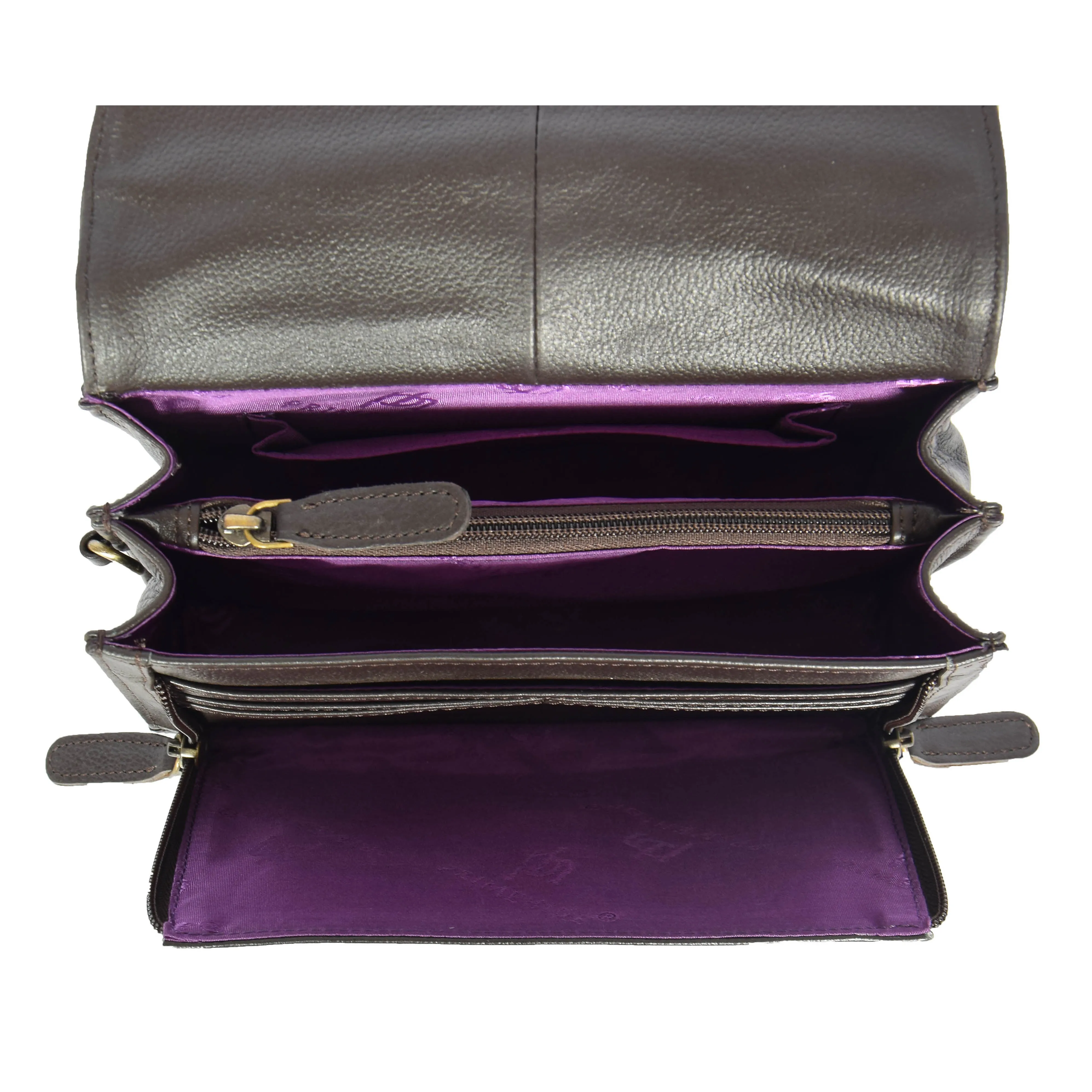 DR314 Lockable Leather Wrist Bag Brown