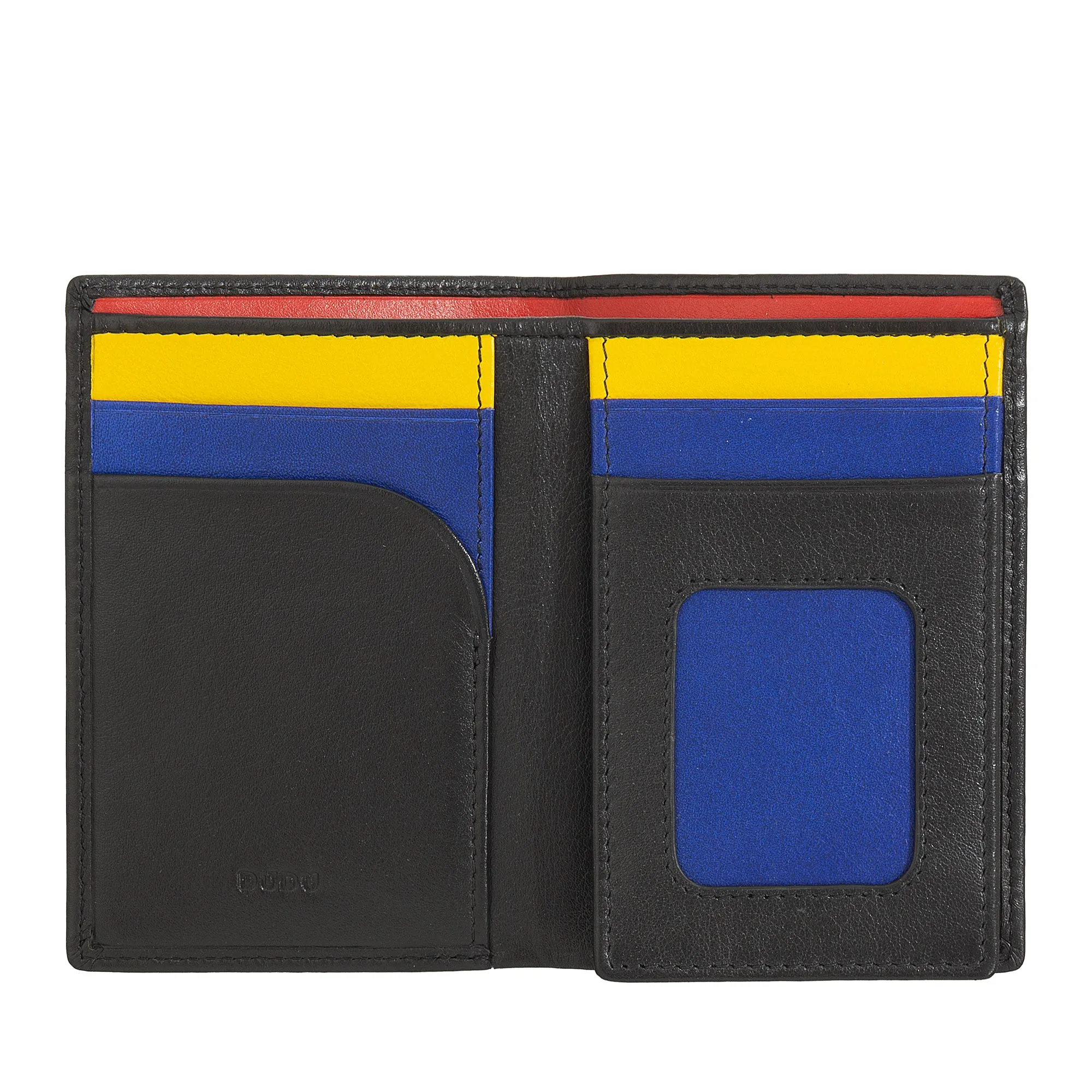 DUDU Men's Slim leather wallet, small and thin design, brings money and cards cards, compact wallets with flap and window