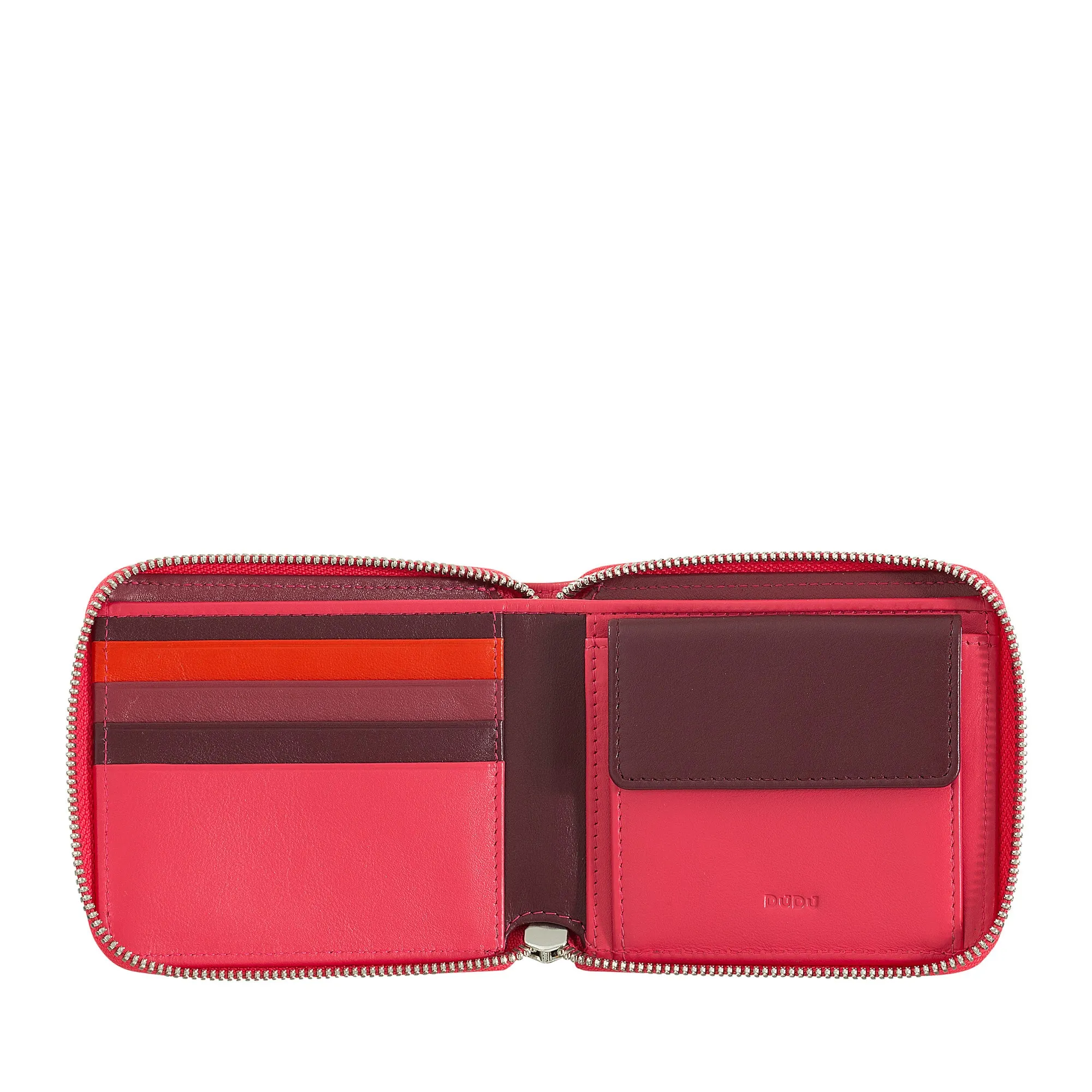 DUDU Men's Wallet Rfid in leather leather with a small external zip zip zip with 6 cards slots