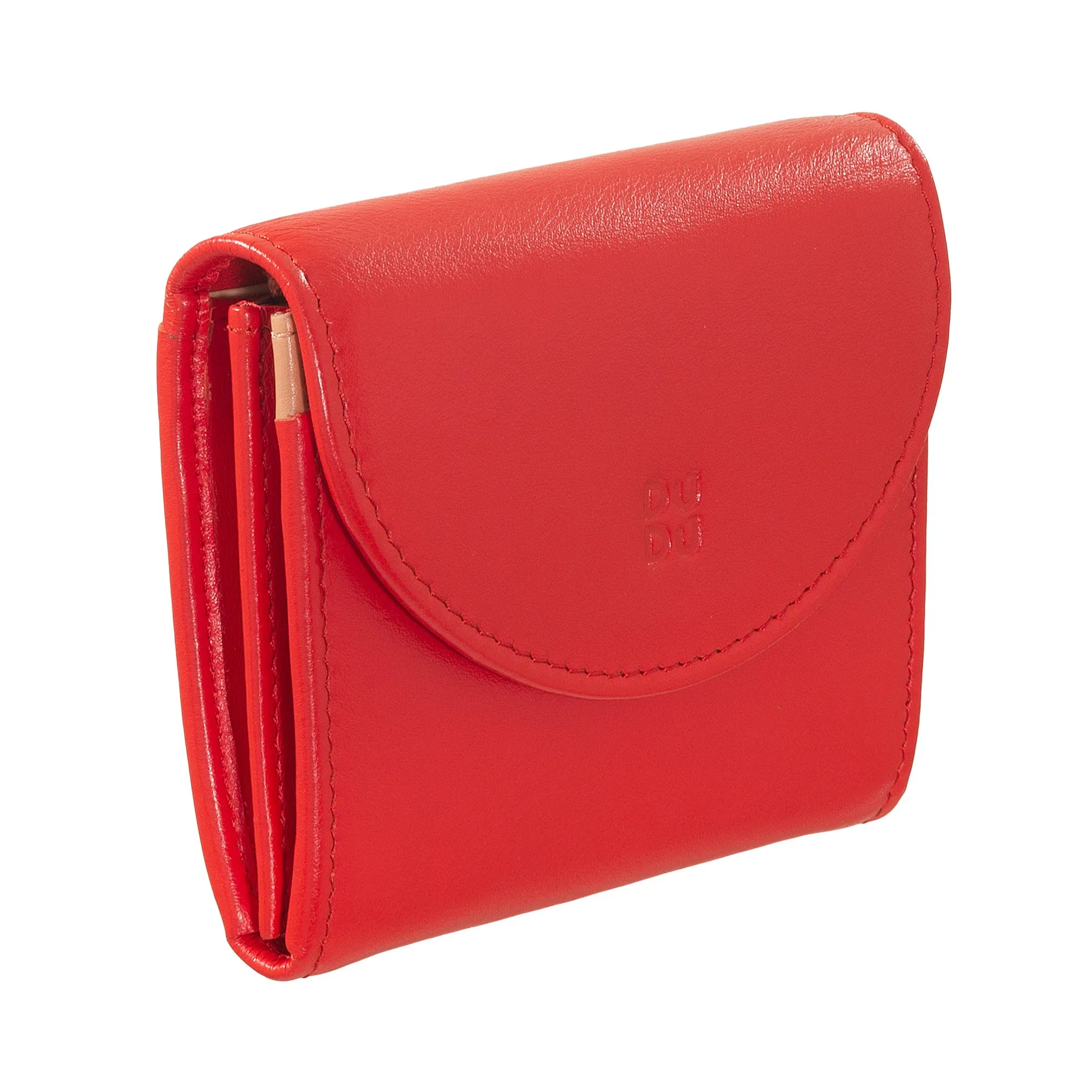 DUDU Mini Women's Slim Portfolio In Vera Leather with Zip holder, button closure, compact colored wallets