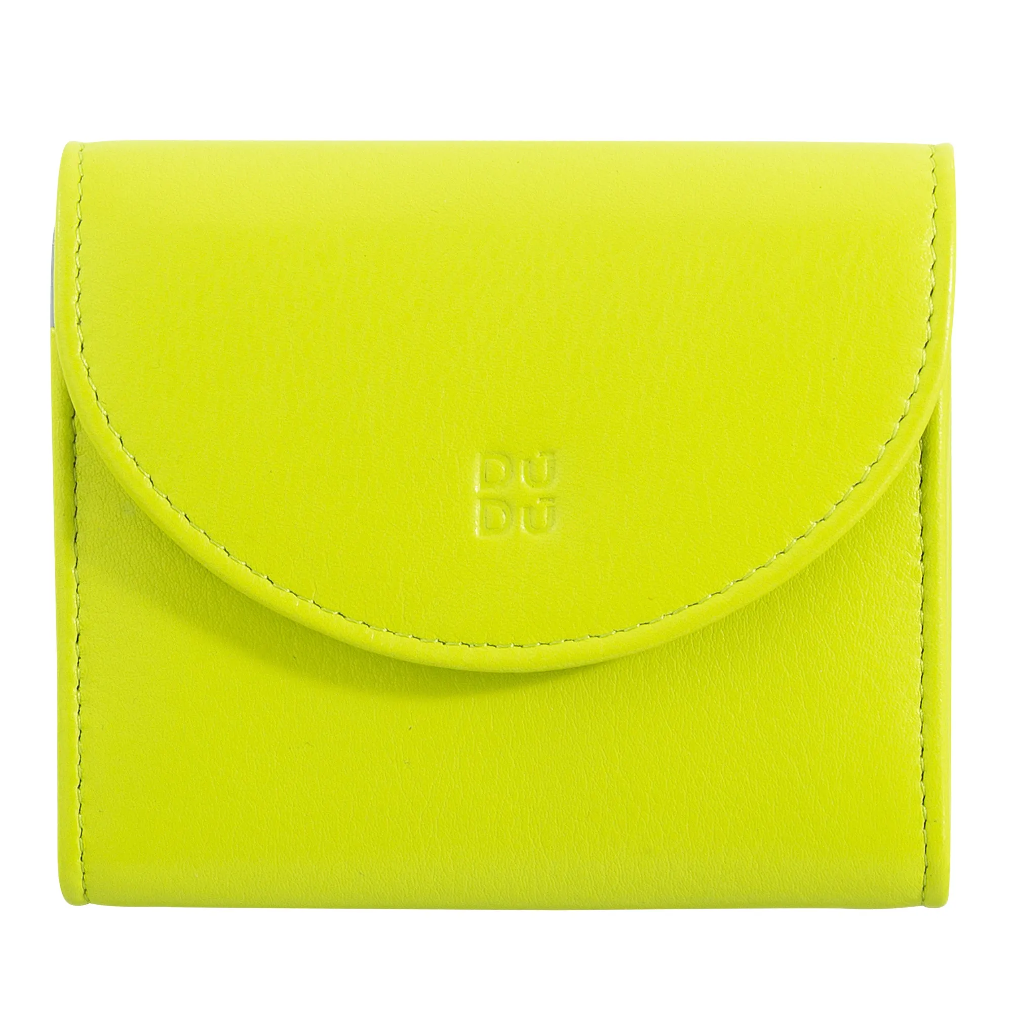 DUDU Mini Women's Slim Portfolio In Vera Leather with Zip holder, button closure, compact colored wallets