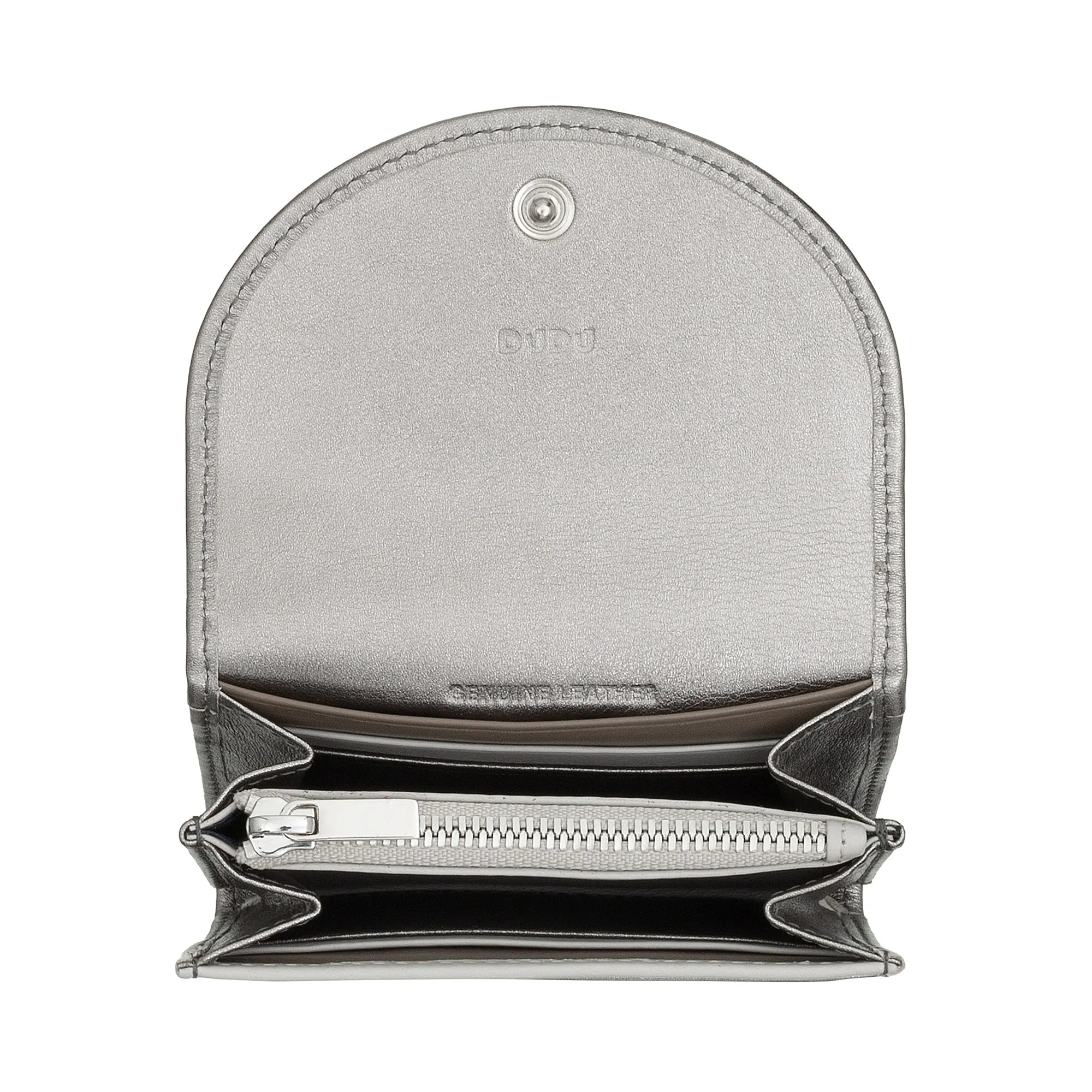 DUDU Mini Women's Slim Portfolio In Vera Leather with Zip holder, button closure, compact colored wallets