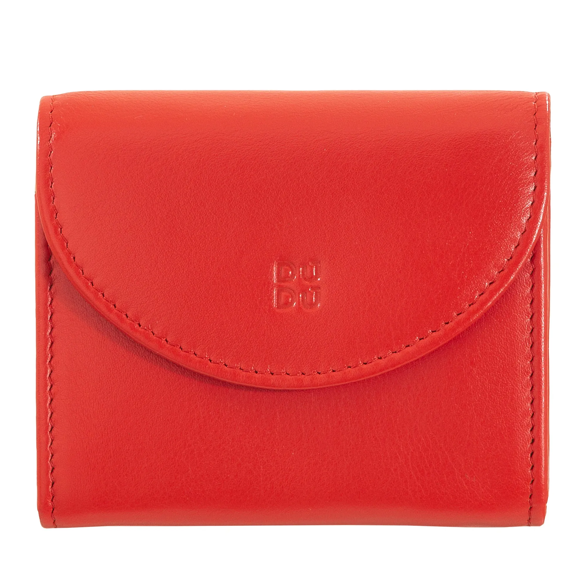 DUDU Mini Women's Slim Portfolio In Vera Leather with Zip holder, button closure, compact colored wallets