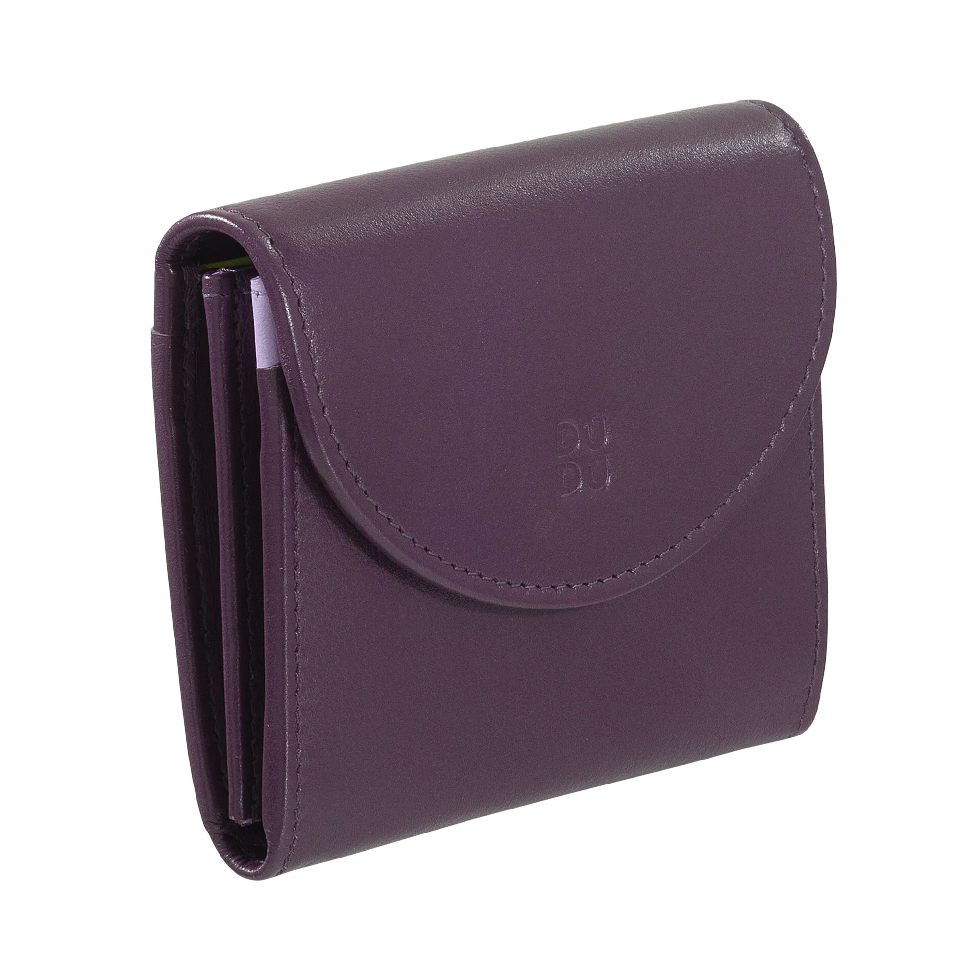 DUDU Mini Women's Slim Portfolio In Vera Leather with Zip holder, button closure, compact colored wallets
