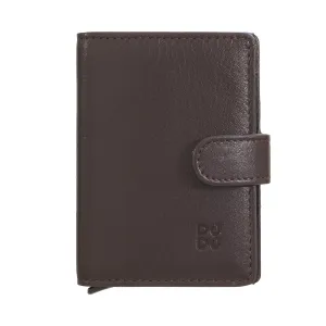 DUDU WALLE RFID MEN'S LEATHER REGISTER, Small miniwallet with aluminum cardprotector, banknotes and button closure