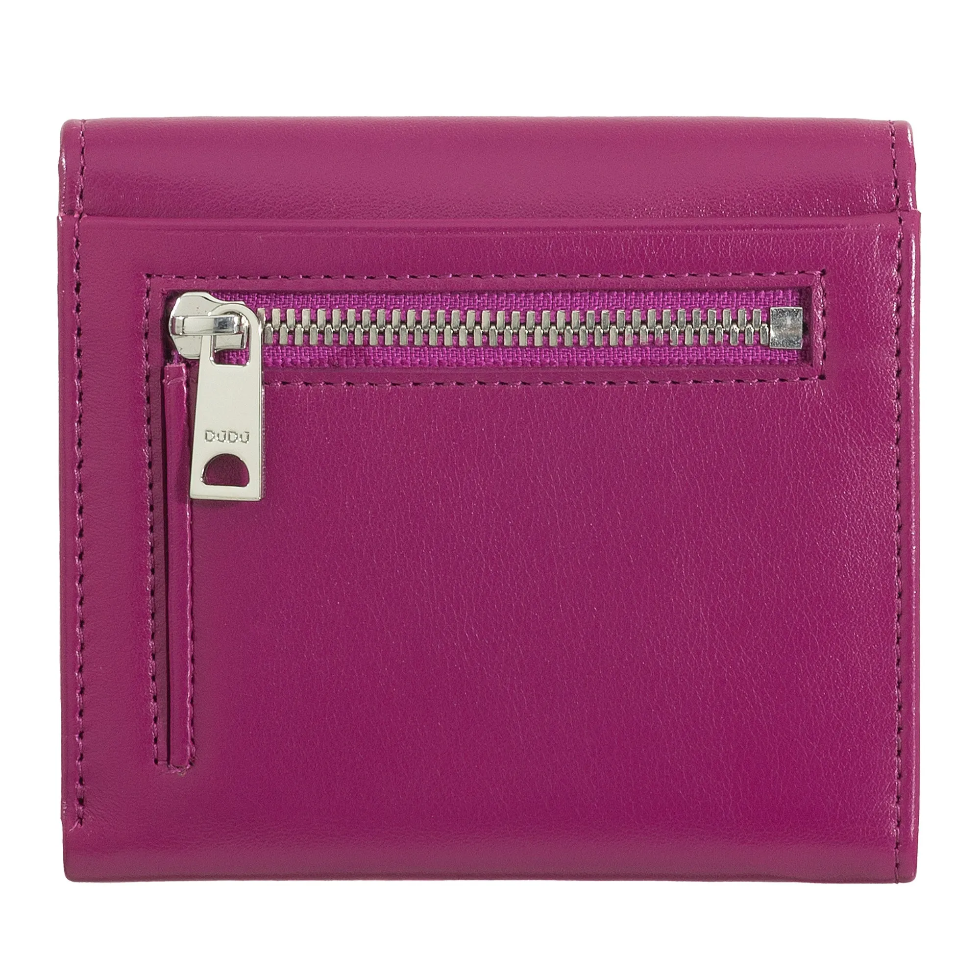 Dudu Women's Wallet In Small Soft Leather Small, Carecarter Pockets, Banknotes holder, Rear zipper For Coins, RFID wallets with colored button closure