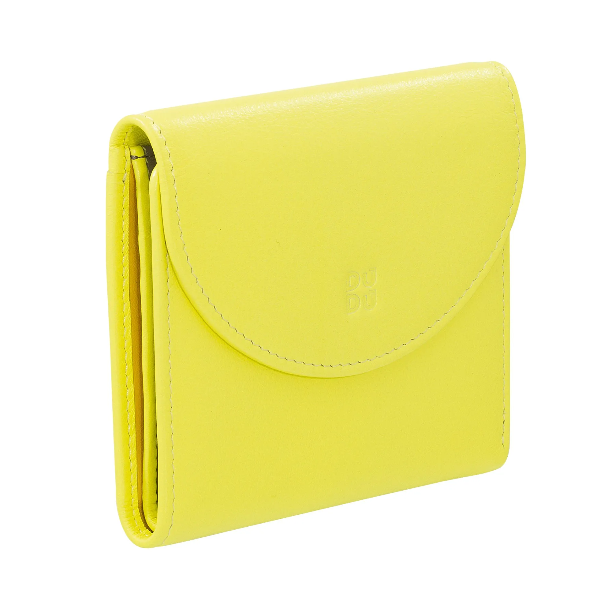 Dudu Women's Wallet In Small Soft Leather Small, Carecarter Pockets, Banknotes holder, Rear zipper For Coins, RFID wallets with colored button closure