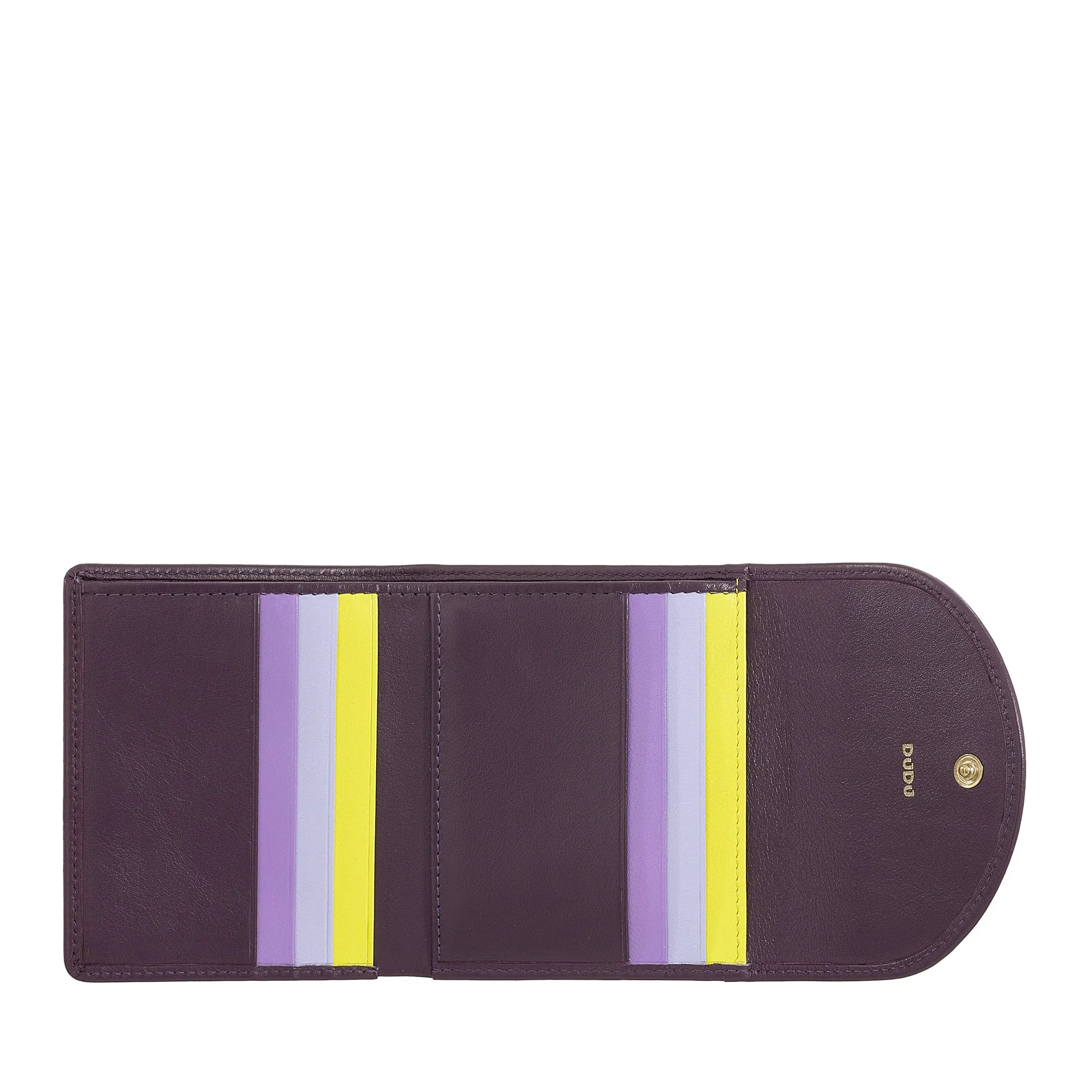 Dudu Women's Wallet In Small Soft Leather Small, Carecarter Pockets, Banknotes holder, Rear zipper For Coins, RFID wallets with colored button closure
