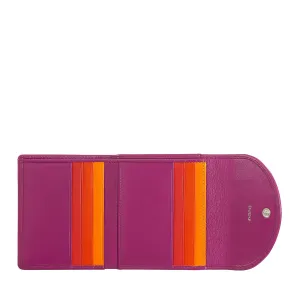 Dudu Women's Wallet In Small Soft Leather Small, Carecarter Pockets, Banknotes holder, Rear zipper For Coins, RFID wallets with colored button closure