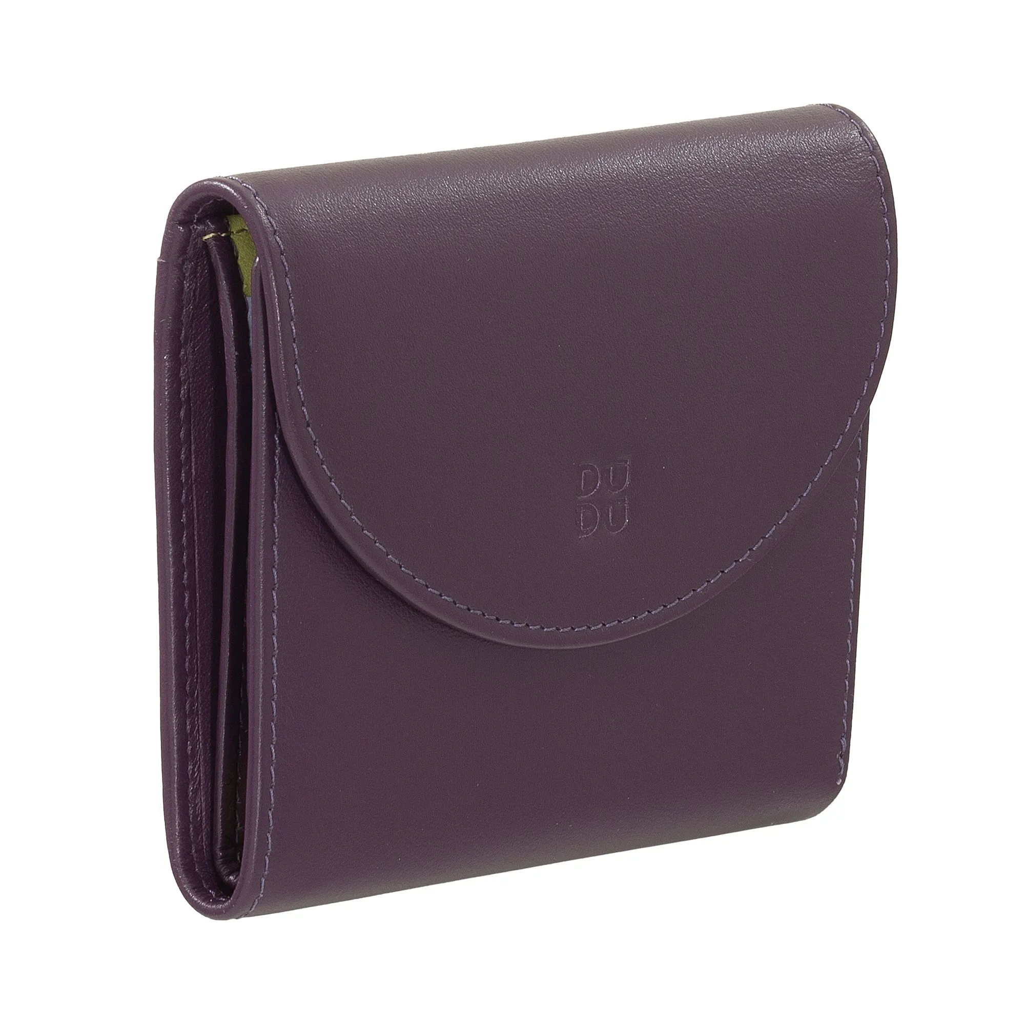 Dudu Women's Wallet In Small Soft Leather Small, Carecarter Pockets, Banknotes holder, Rear zipper For Coins, RFID wallets with colored button closure