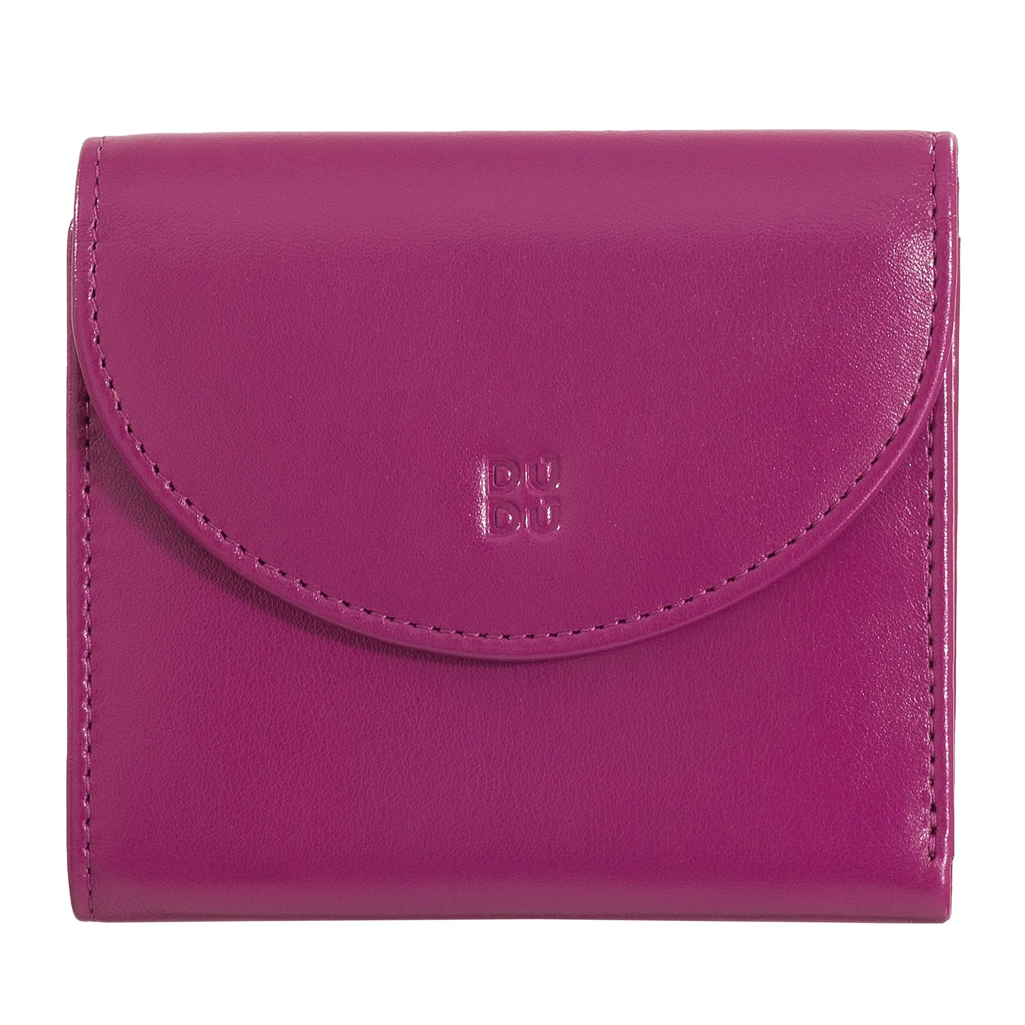 Dudu Women's Wallet In Small Soft Leather Small, Carecarter Pockets, Banknotes holder, Rear zipper For Coins, RFID wallets with colored button closure