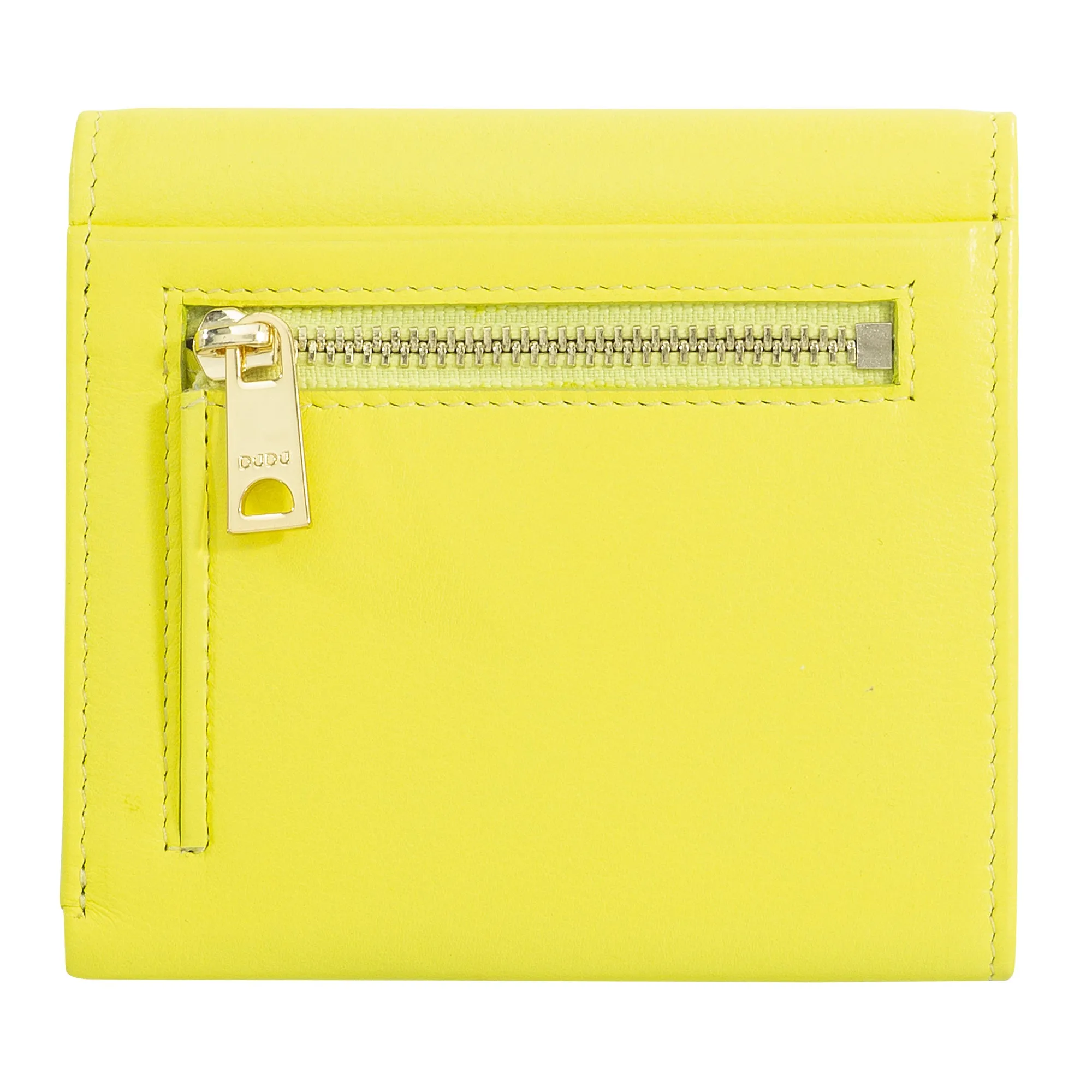 Dudu Women's Wallet In Small Soft Leather Small, Carecarter Pockets, Banknotes holder, Rear zipper For Coins, RFID wallets with colored button closure