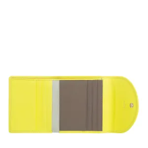 Dudu Women's Wallet In Small Soft Leather Small, Carecarter Pockets, Banknotes holder, Rear zipper For Coins, RFID wallets with colored button closure