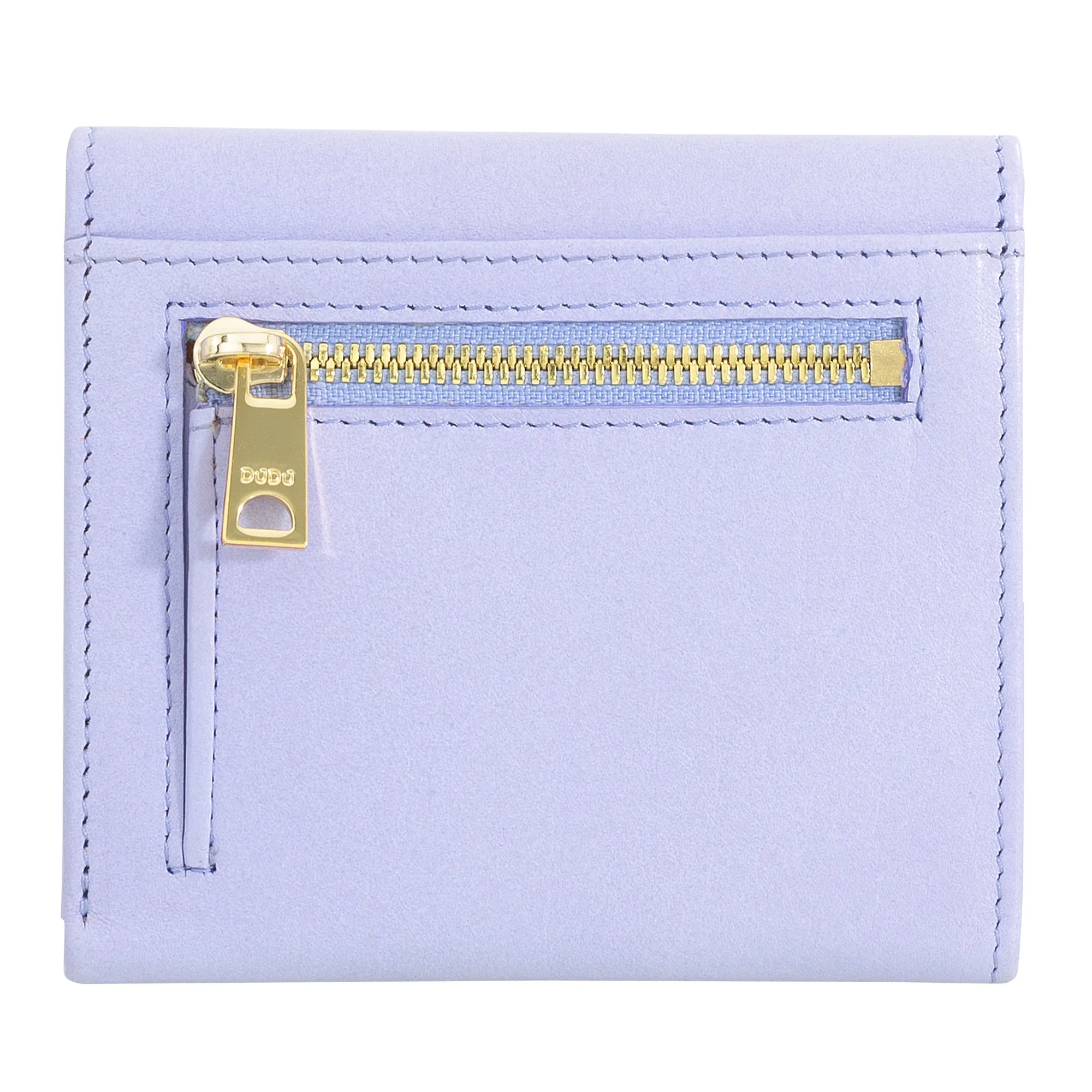 Dudu Women's Wallet In Small Soft Leather Small, Carecarter Pockets, Banknotes holder, Rear zipper For Coins, RFID wallets with colored button closure