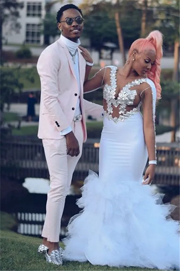 Fashion Pink Slim Fit Prom Men Suit