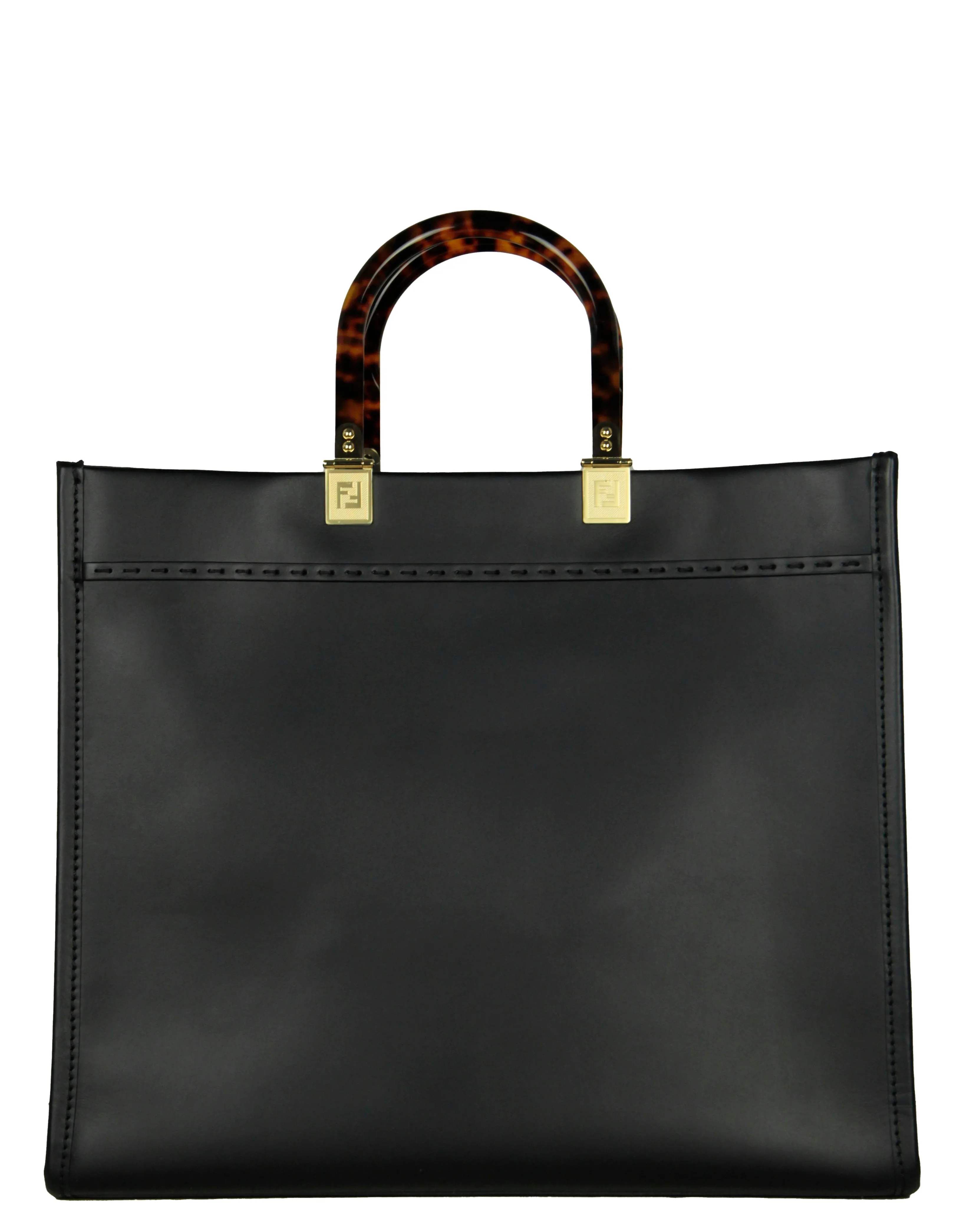 Fendi Black Leather Medium Fendi Sunshine Shopper Tote Bag