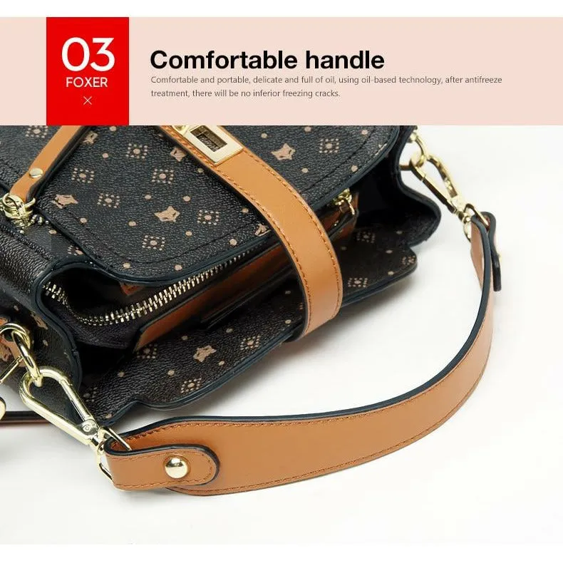 FOXER Signature Small Crossbody Shoulder Bags Lady Monogram Retro Handbag Fashion Women Vintage Female PVC Crossbody Bag Purse