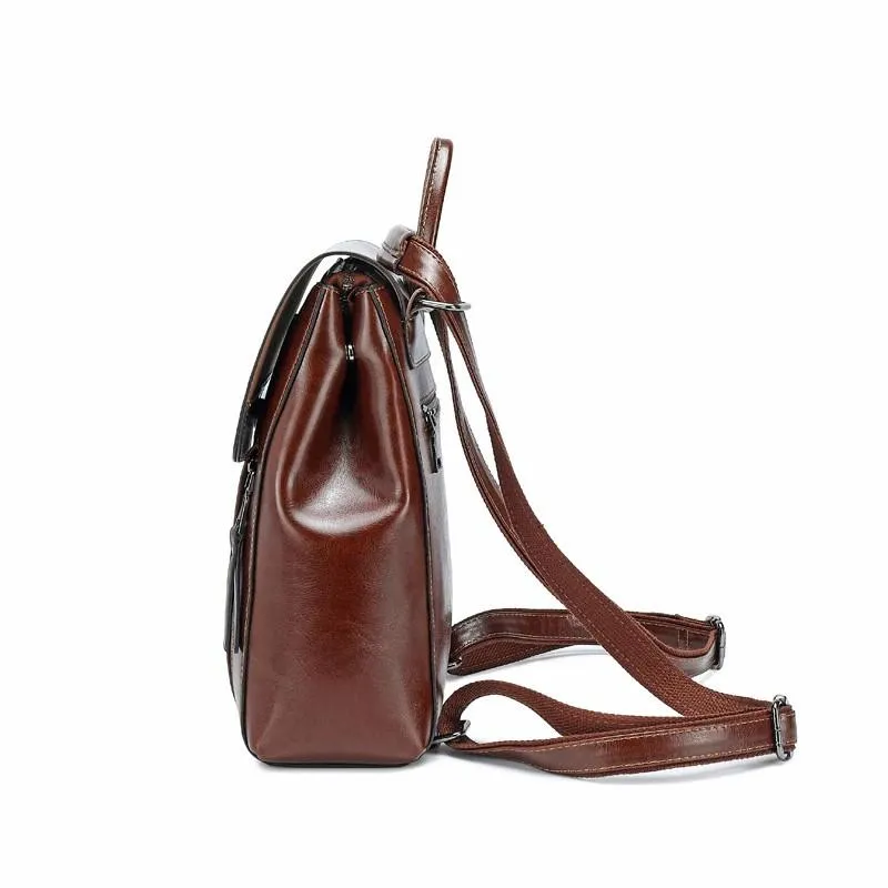 Front Zippers Leather Backpack