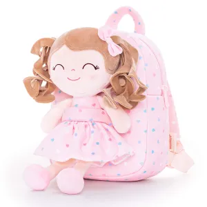 Gloveleya 9-inch Personalized Spring Girl Love Heart Dolls Backpacks Pink