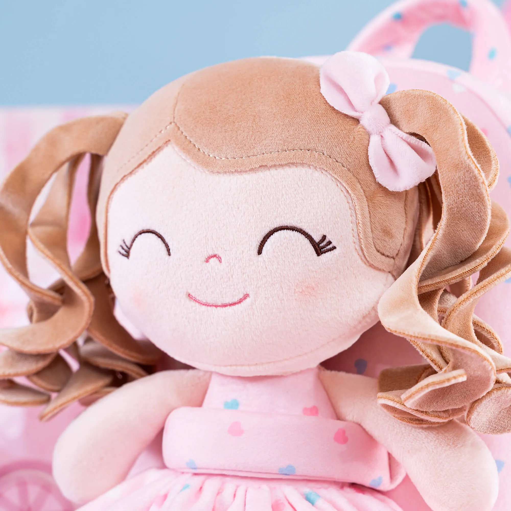 Gloveleya 9-inch Personalized Spring Girl Love Heart Dolls Backpacks Pink