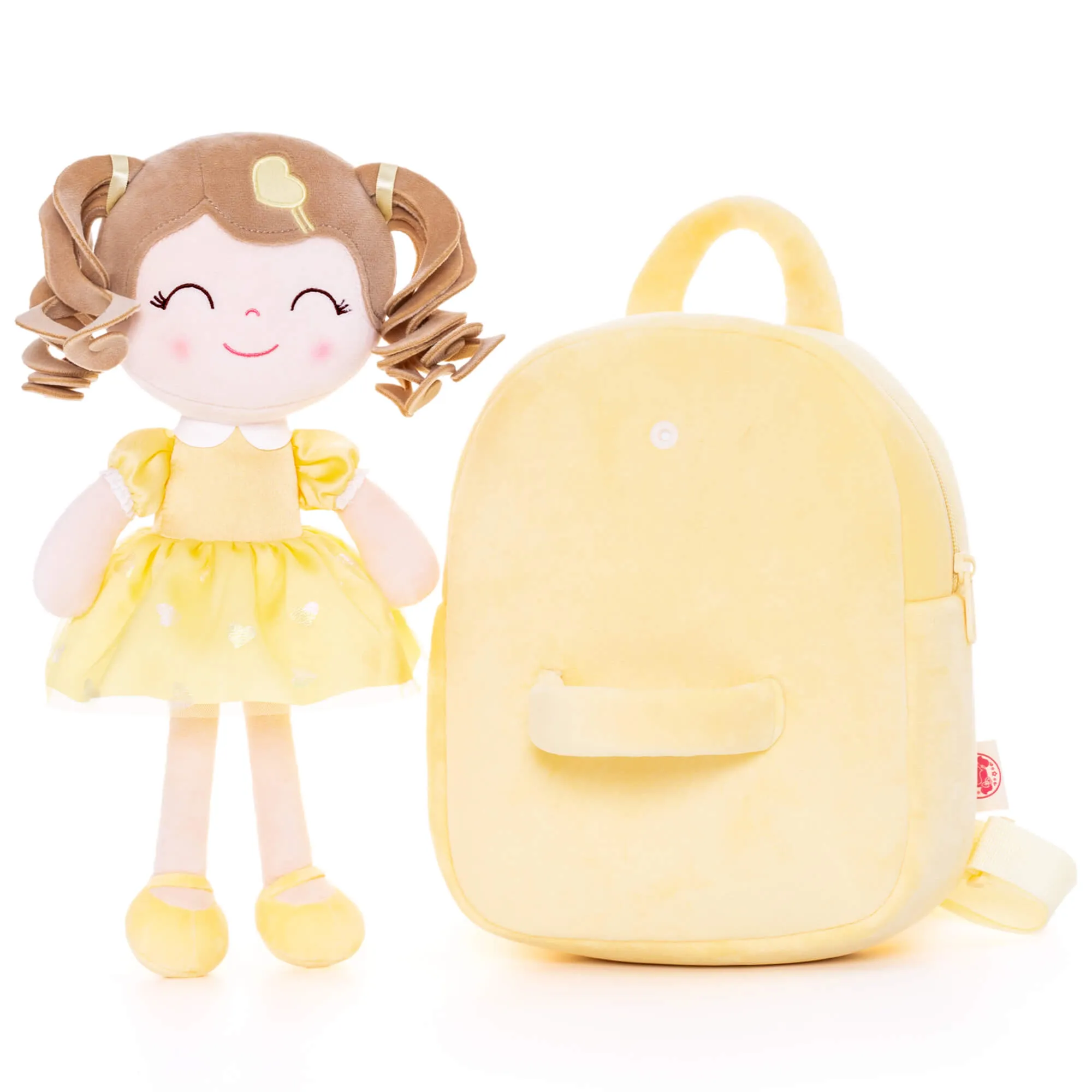 Gloveleya 9-inch Toddler Backpack Love Heart Girls Dolls Backpacks Yellow
