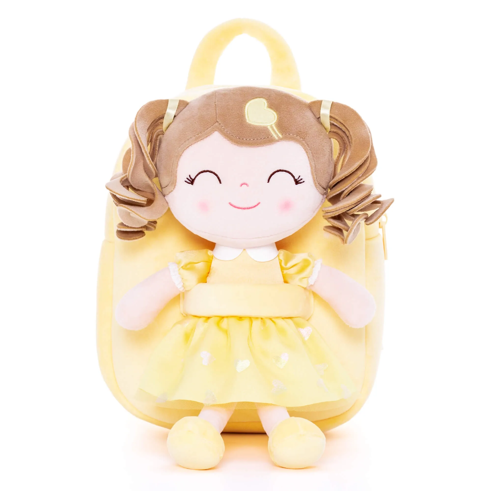 Gloveleya 9-inch Toddler Backpack Love Heart Girls Dolls Backpacks Yellow