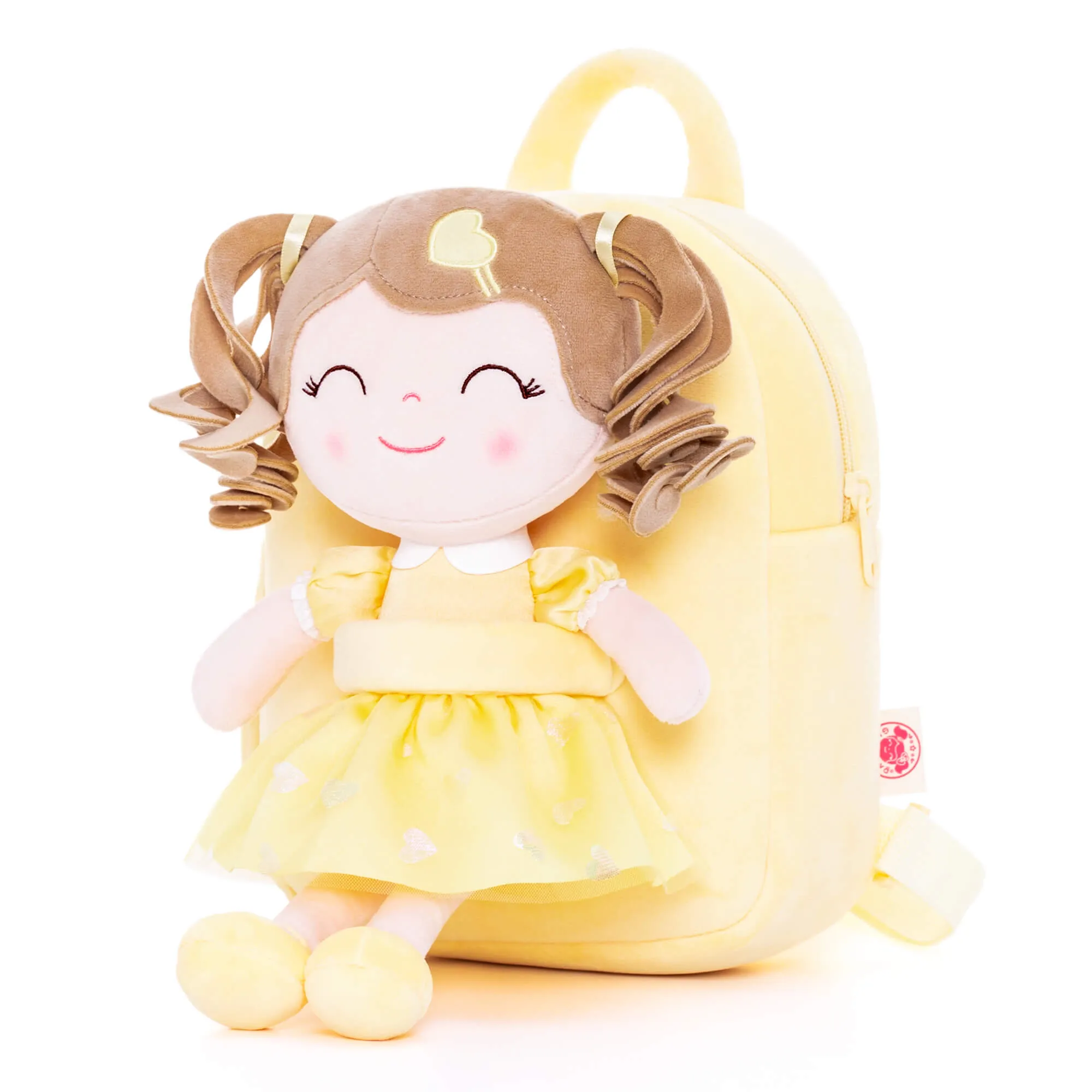 Gloveleya 9-inch Toddler Backpack Love Heart Girls Dolls Backpacks Yellow
