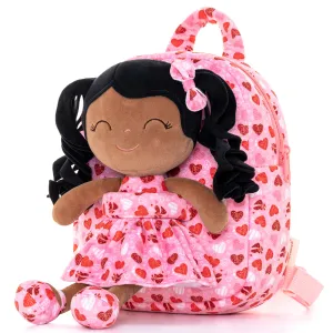 Gloveleya 9-inch Toddler Backpack Spring Girl Love Heart Dolls Backpacks Tanned Pink