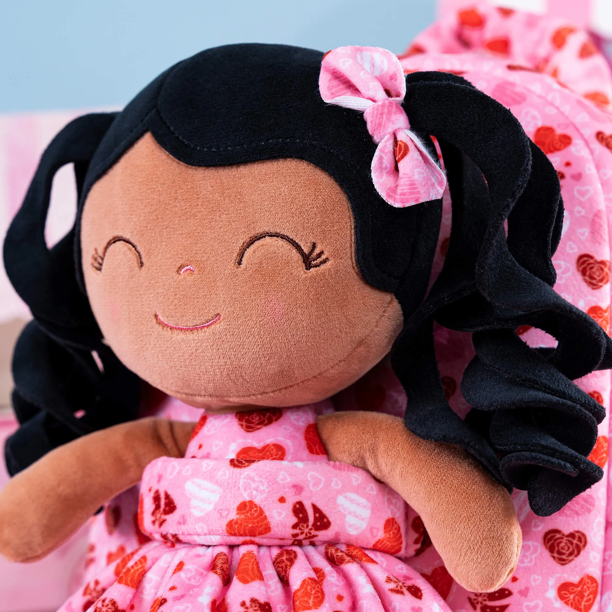 Gloveleya 9-inch Toddler Backpack Spring Girl Love Heart Dolls Backpacks Tanned Pink