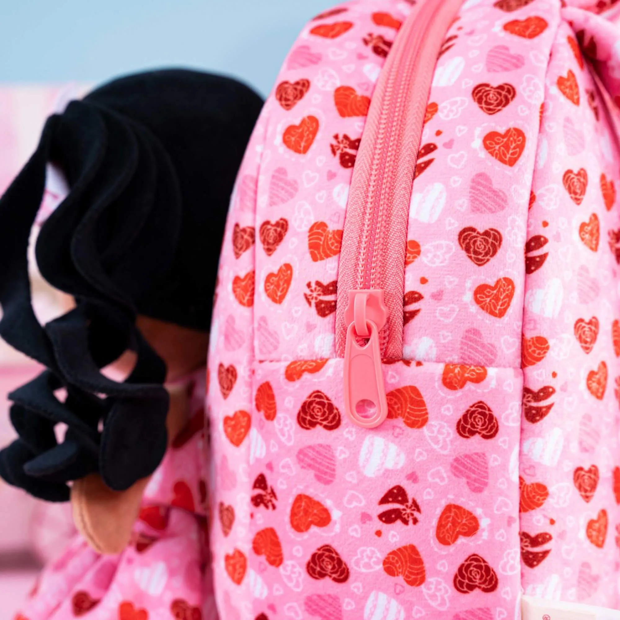 Gloveleya 9-inch Toddler Backpack Spring Girl Love Heart Dolls Backpacks Tanned Pink