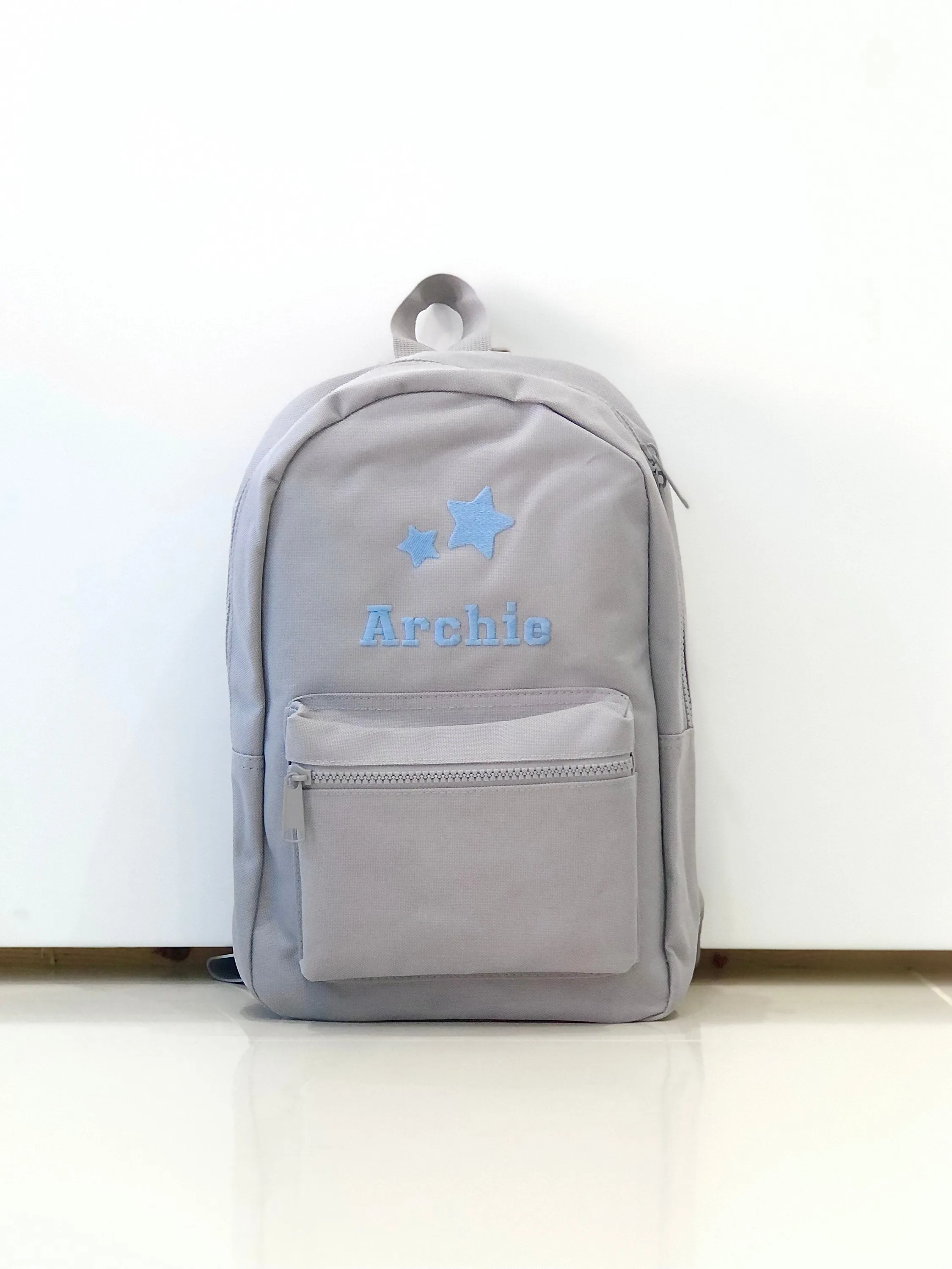 (Grey) Personalised Name Unisex Mini Nursery School Backpack Rucksack Bag
