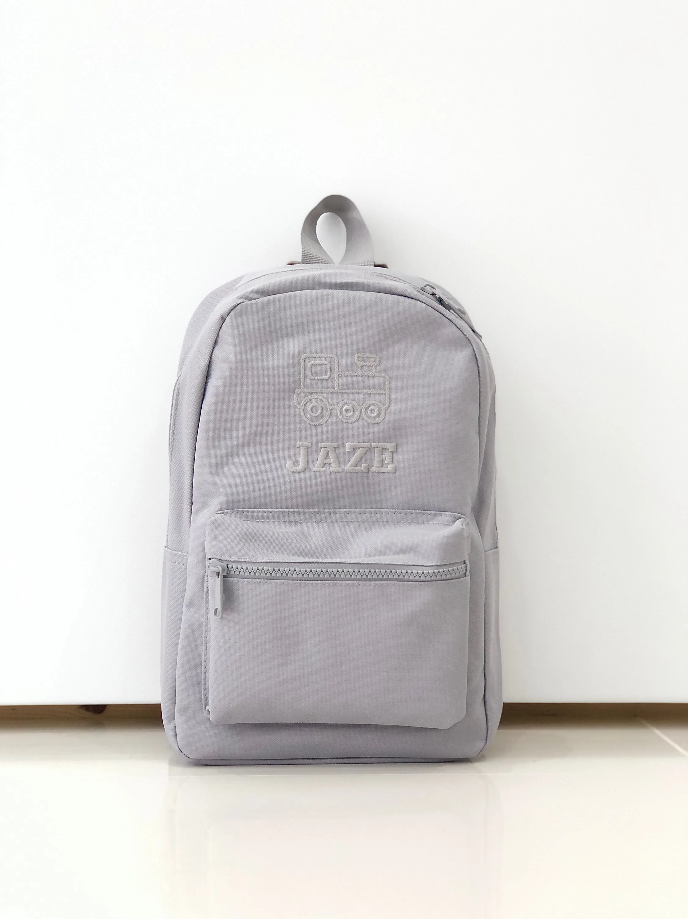 (Grey) Personalised Name Unisex Mini Nursery School Backpack Rucksack Bag