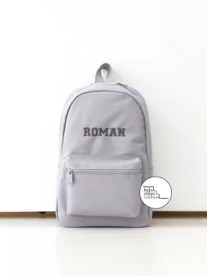 (Grey) Personalised Name Unisex Mini Nursery School Backpack Rucksack Bag