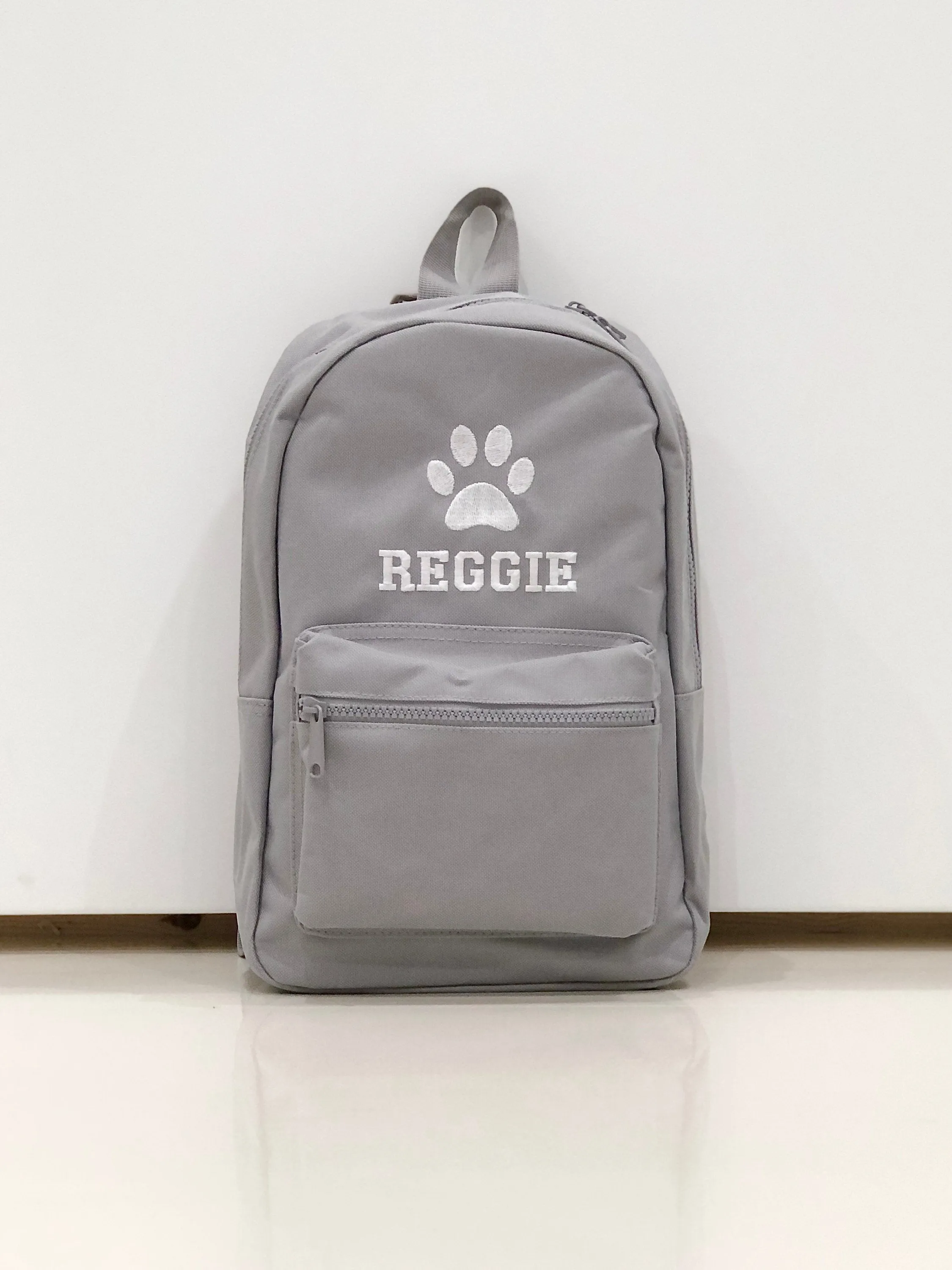 (Grey) Personalised Name Unisex Mini Nursery School Backpack Rucksack Bag