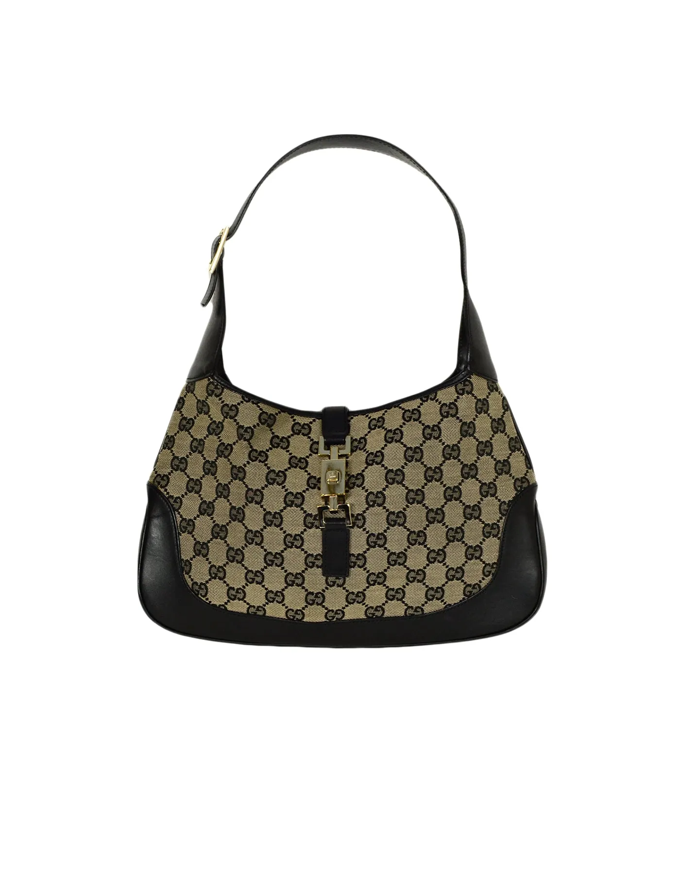 Gucci Black Monogram Canvas/Leather Jackie-O Shoulder Bag