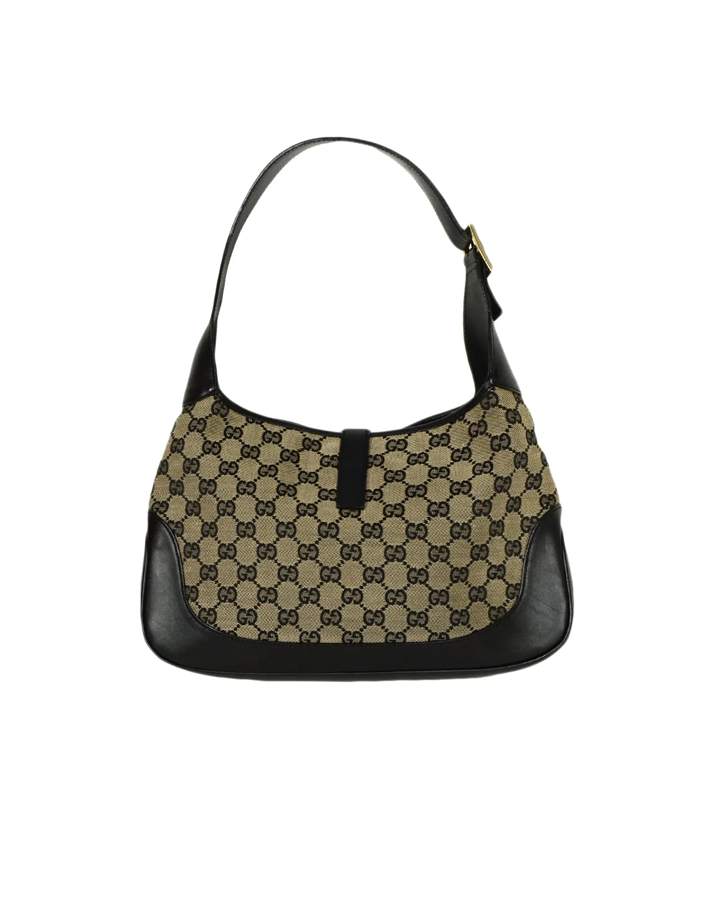 Gucci Black Monogram Canvas/Leather Jackie-O Shoulder Bag