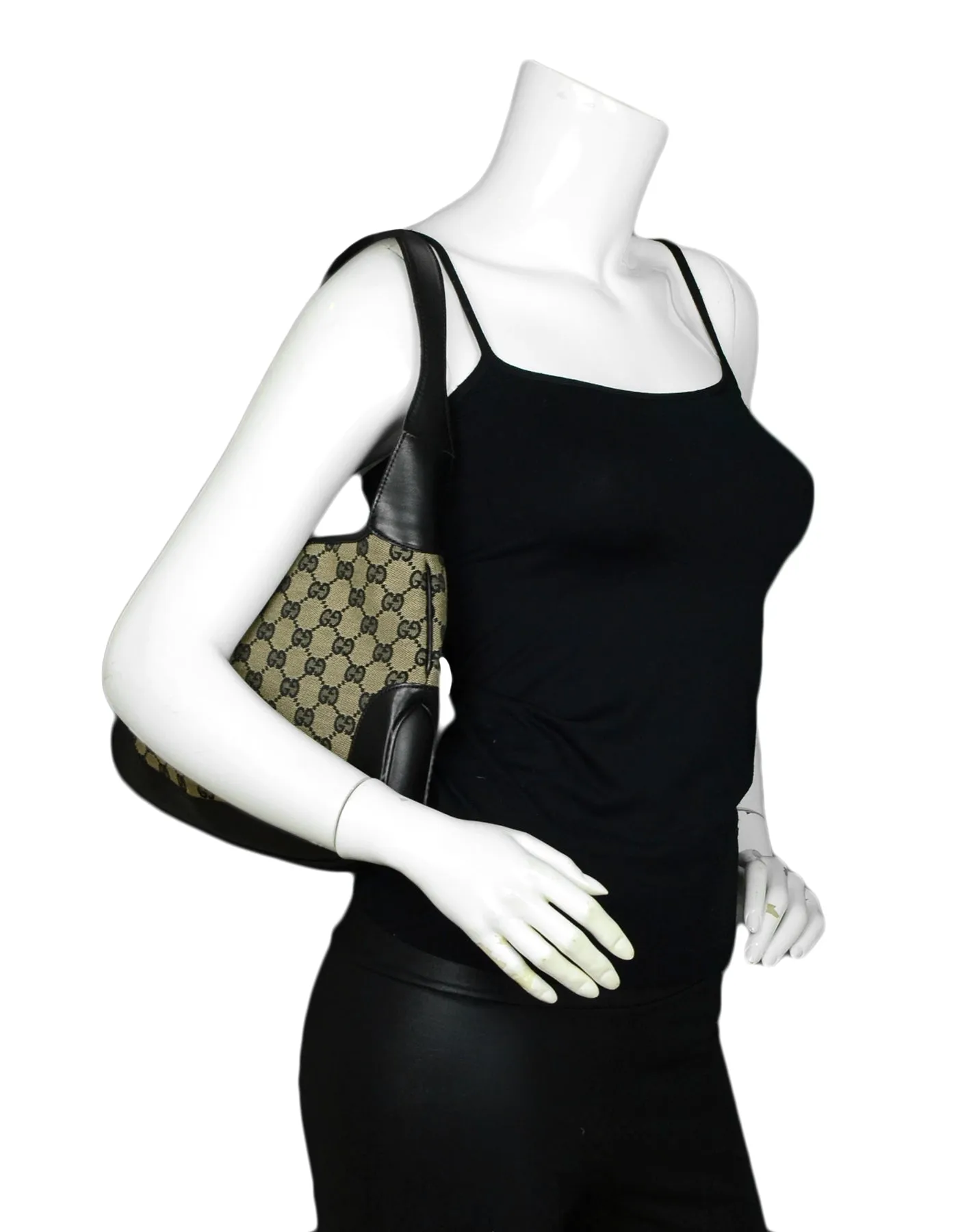 Gucci Black Monogram Canvas/Leather Jackie-O Shoulder Bag