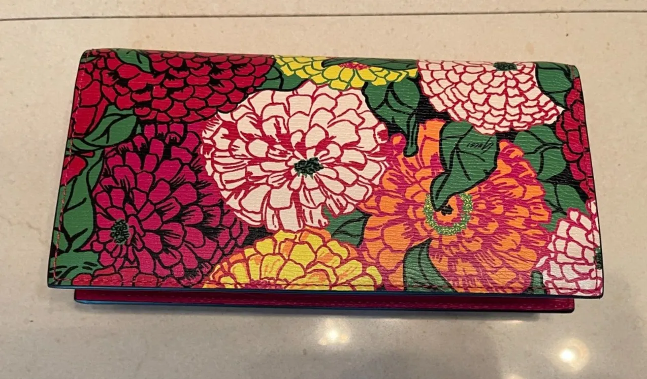 Gucci Floral Horsebit Gold Crossbody Long Wallet Leather Pink Italy Handbag New
