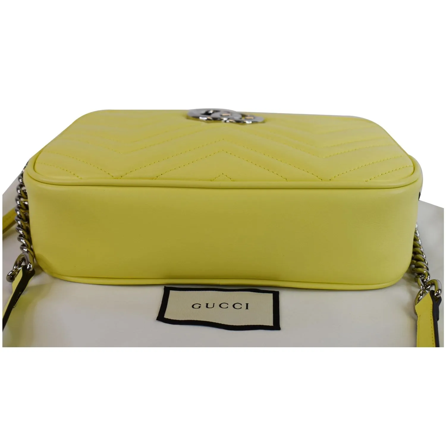 GUCCI GG Marmont Matelasse Small Leather Crossbody Bag Pastel Yellow