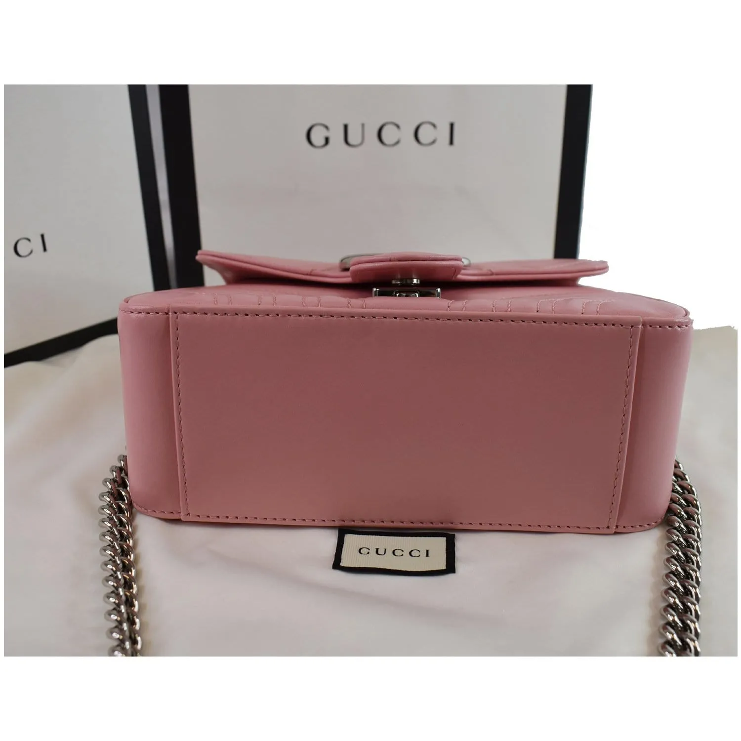 GUCCI GG Marmont Mini Top Handle Shoulder Bag Pastel Pink 547260